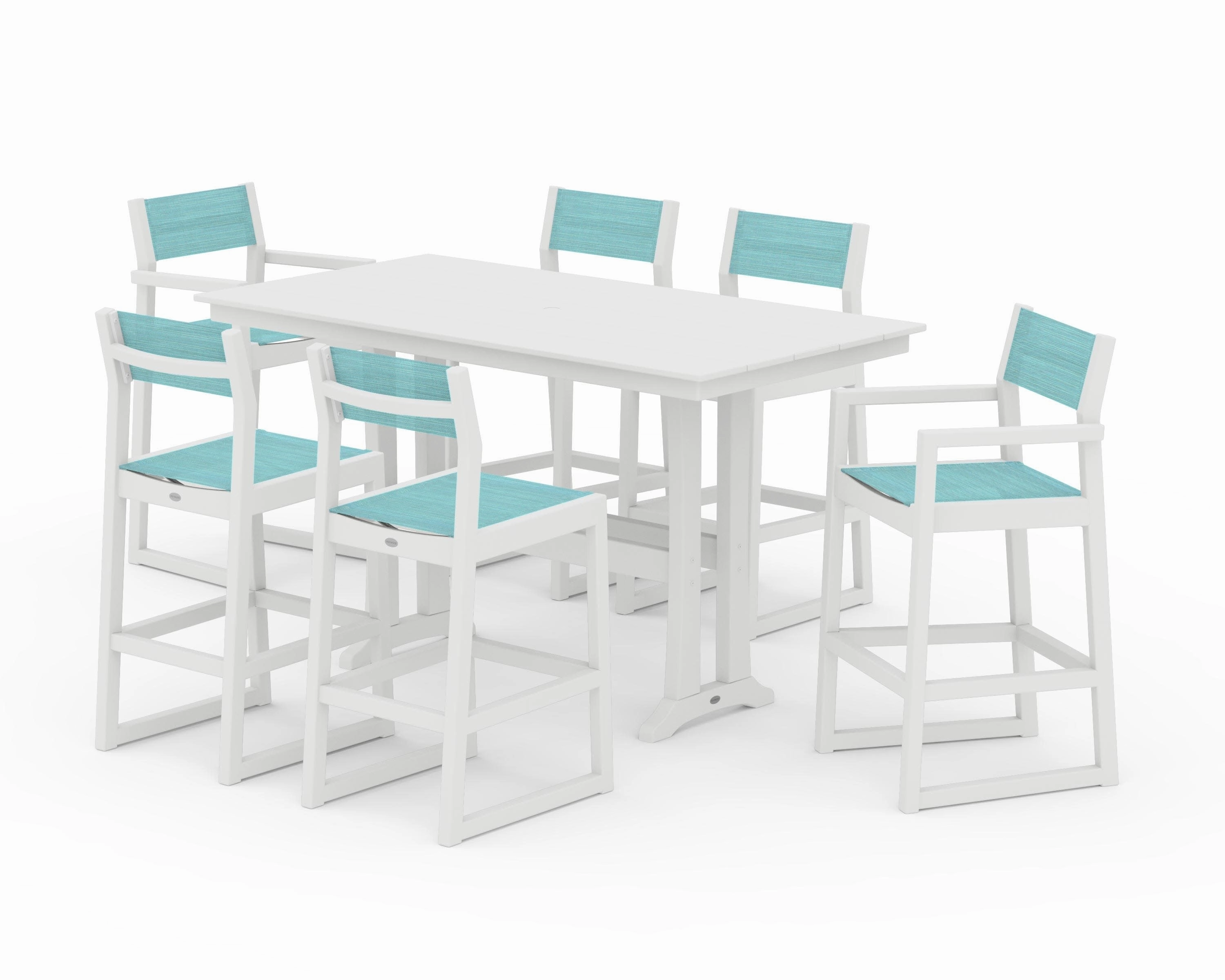 EDGE Sling 7-Piece Farmhouse Bar Set with Trestle Legs