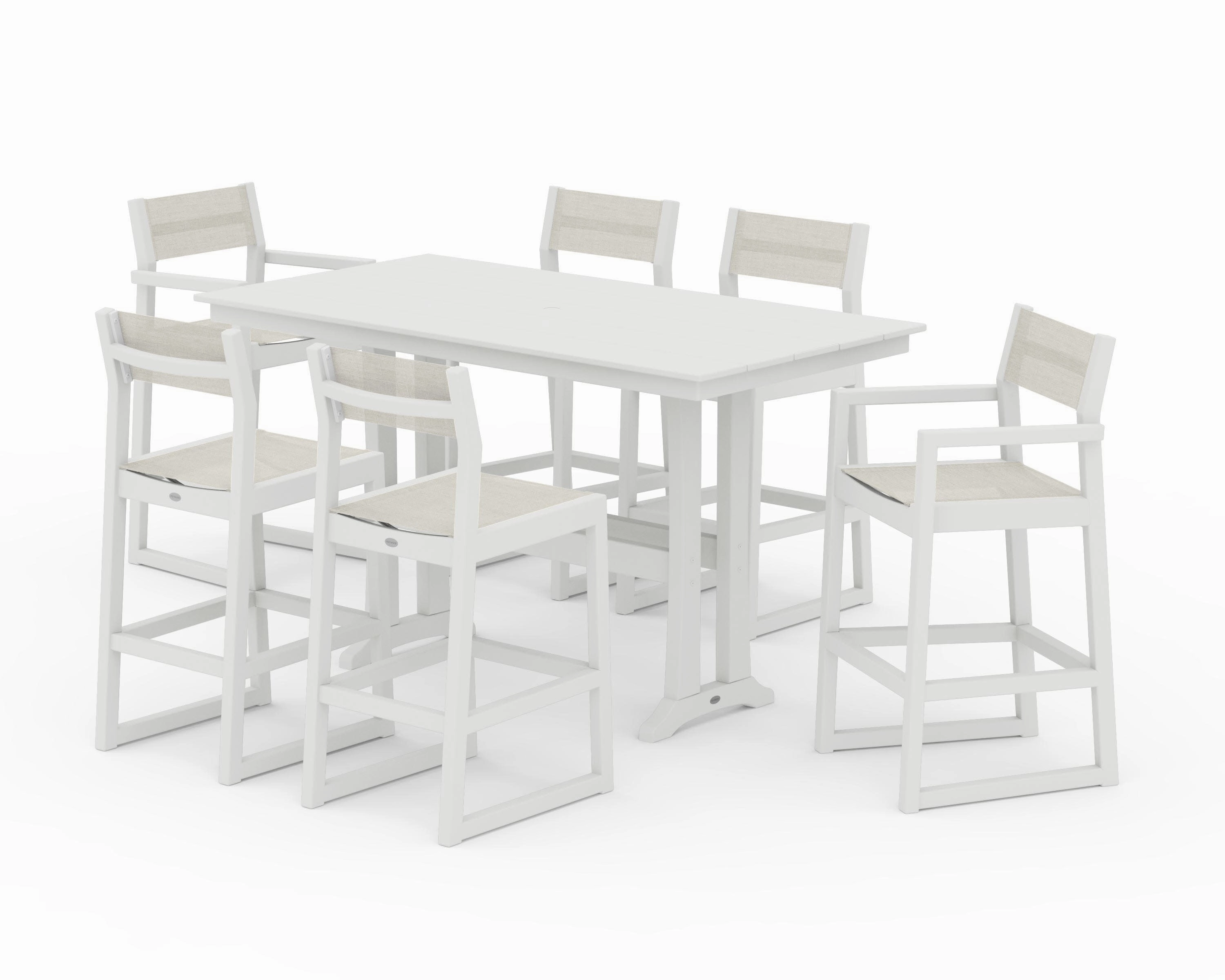 EDGE Sling 7-Piece Farmhouse Bar Set with Trestle Legs