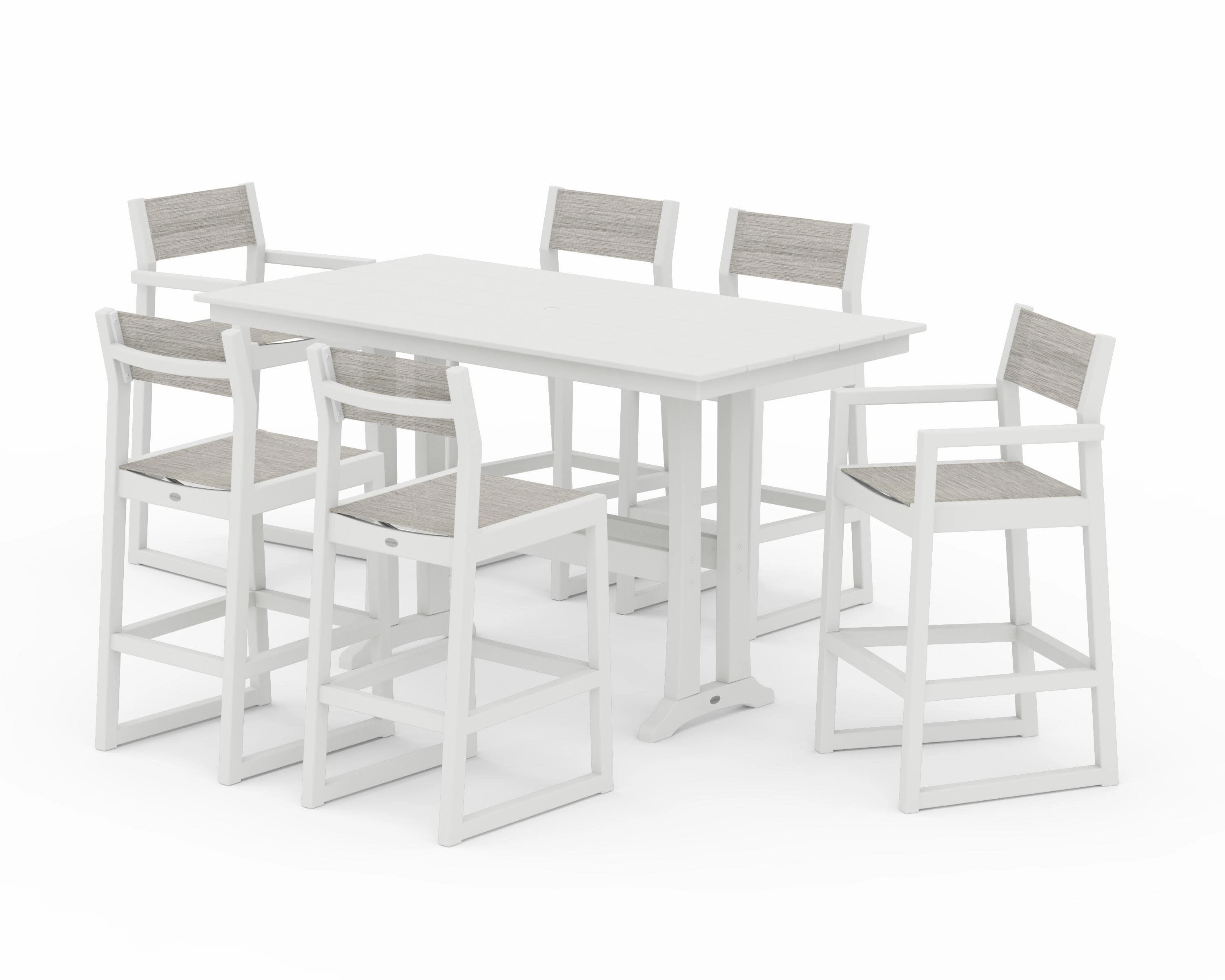 EDGE Sling 7-Piece Farmhouse Bar Set with Trestle Legs