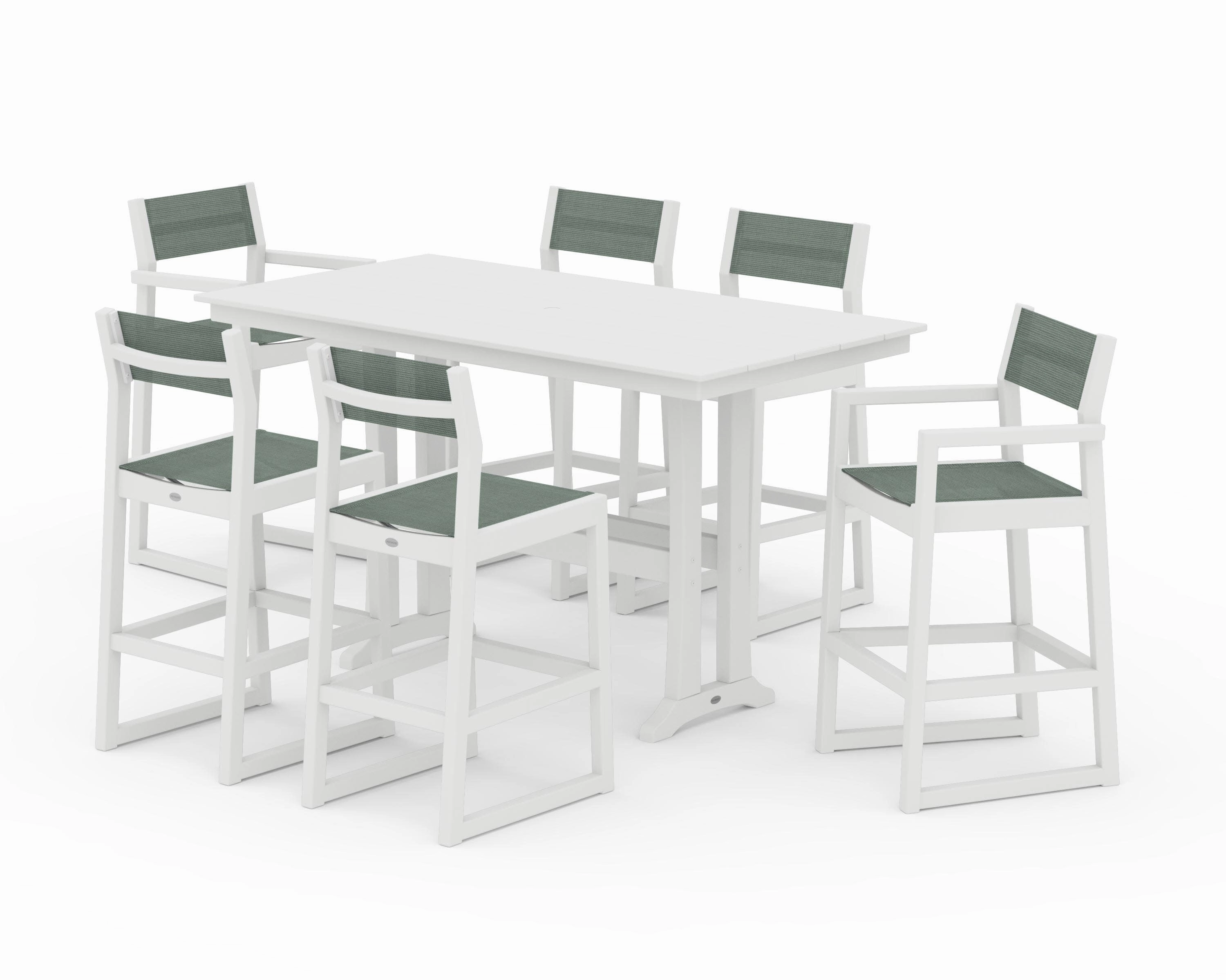 EDGE Sling 7-Piece Farmhouse Bar Set with Trestle Legs