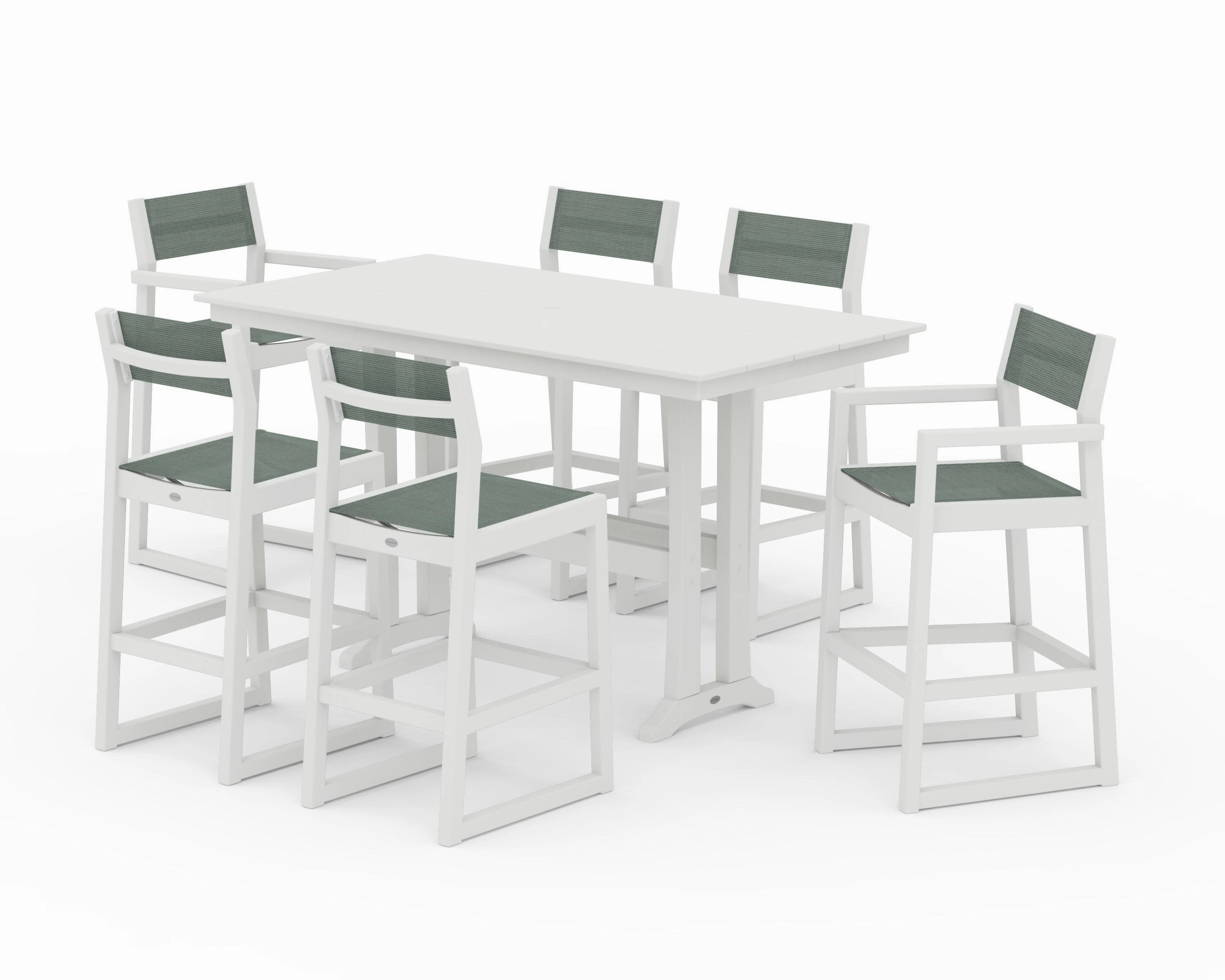 EDGE Sling 7-Piece Farmhouse Bar Set with Trestle Legs