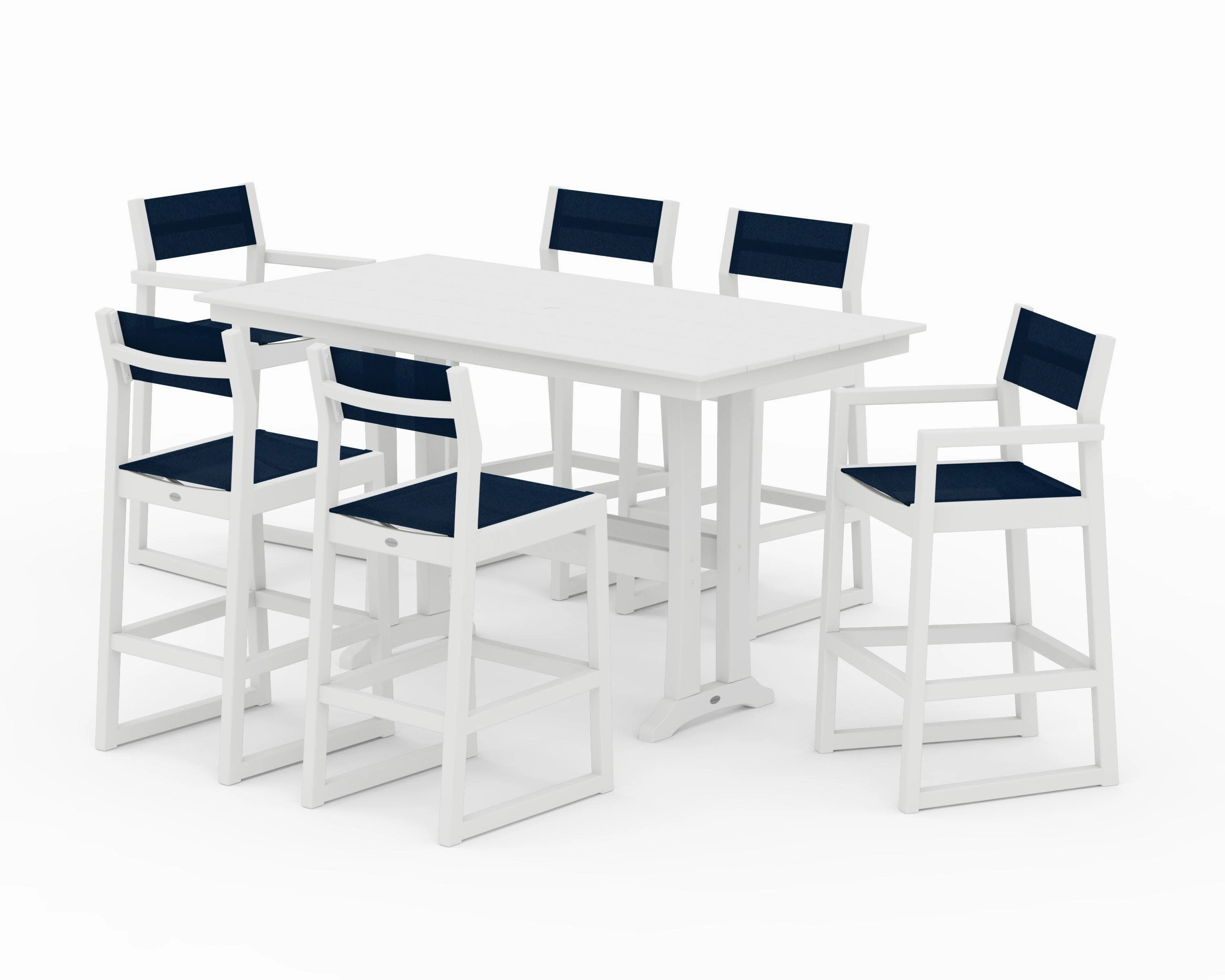 EDGE Sling 7-Piece Farmhouse Bar Set with Trestle Legs