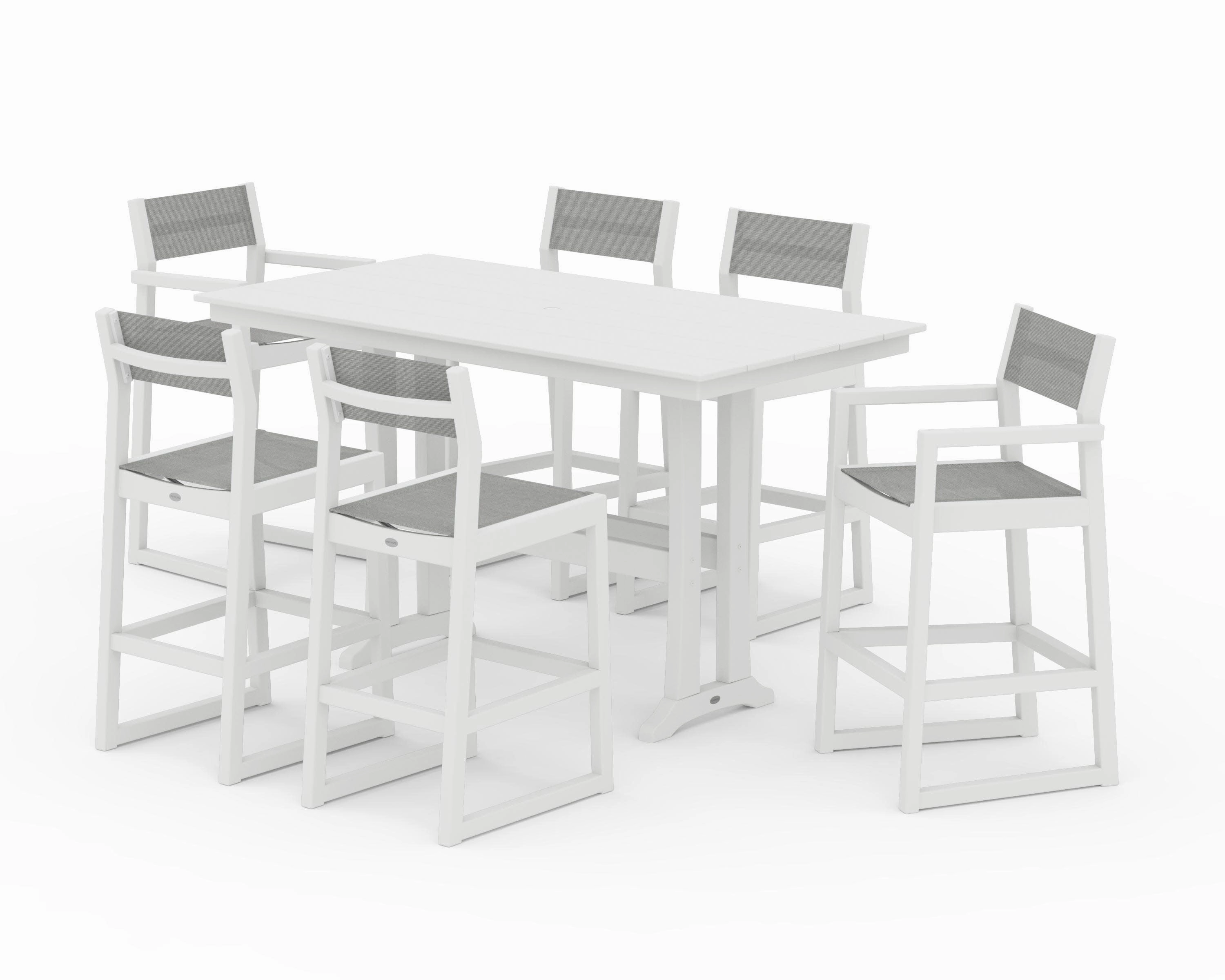 EDGE Sling 7-Piece Farmhouse Bar Set with Trestle Legs
