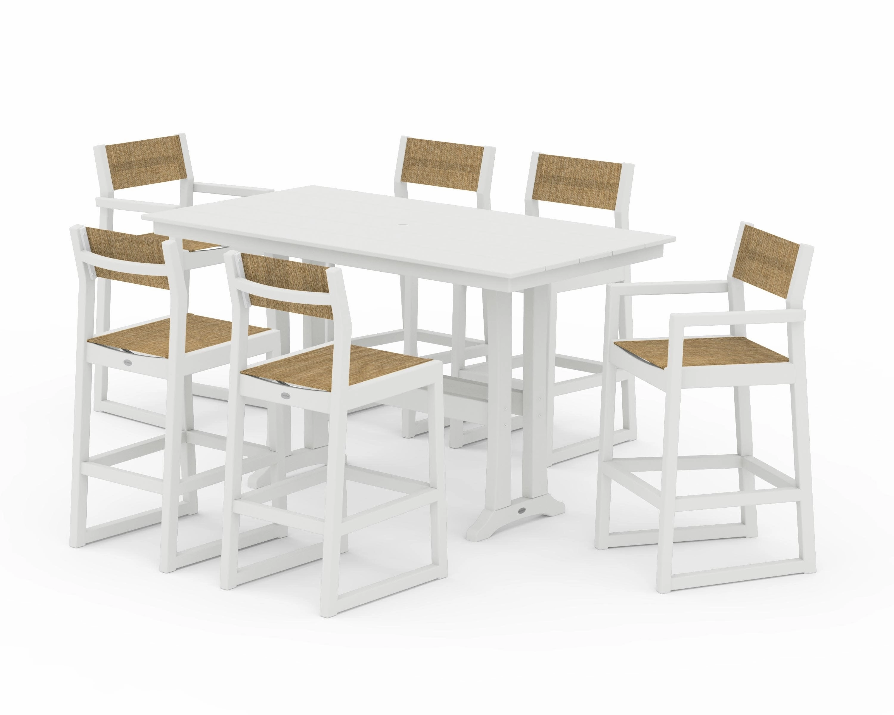 EDGE Sling 7-Piece Farmhouse Bar Set with Trestle Legs