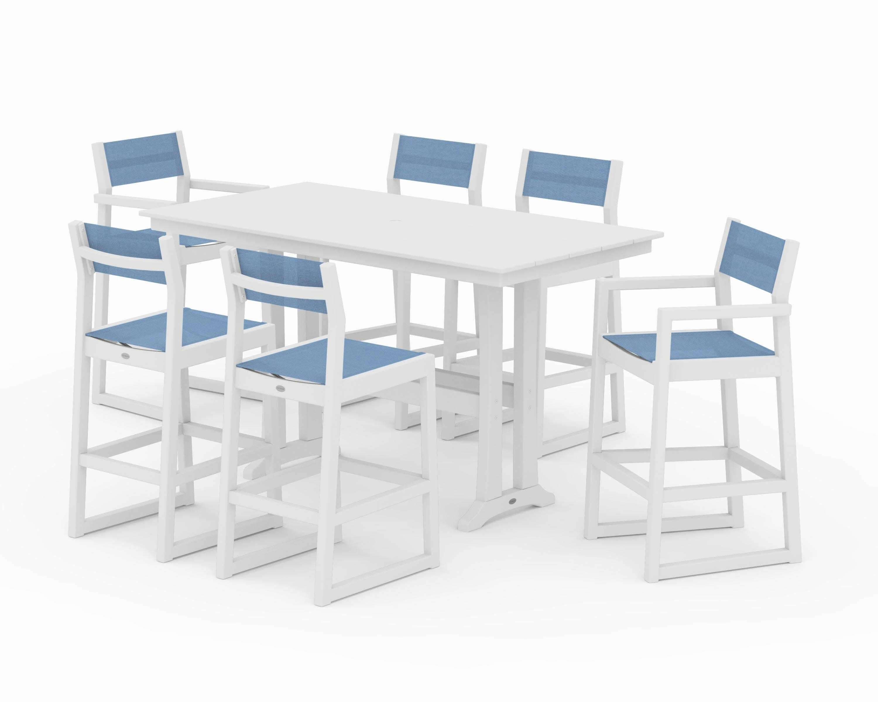 EDGE Sling 7-Piece Farmhouse Bar Set with Trestle Legs