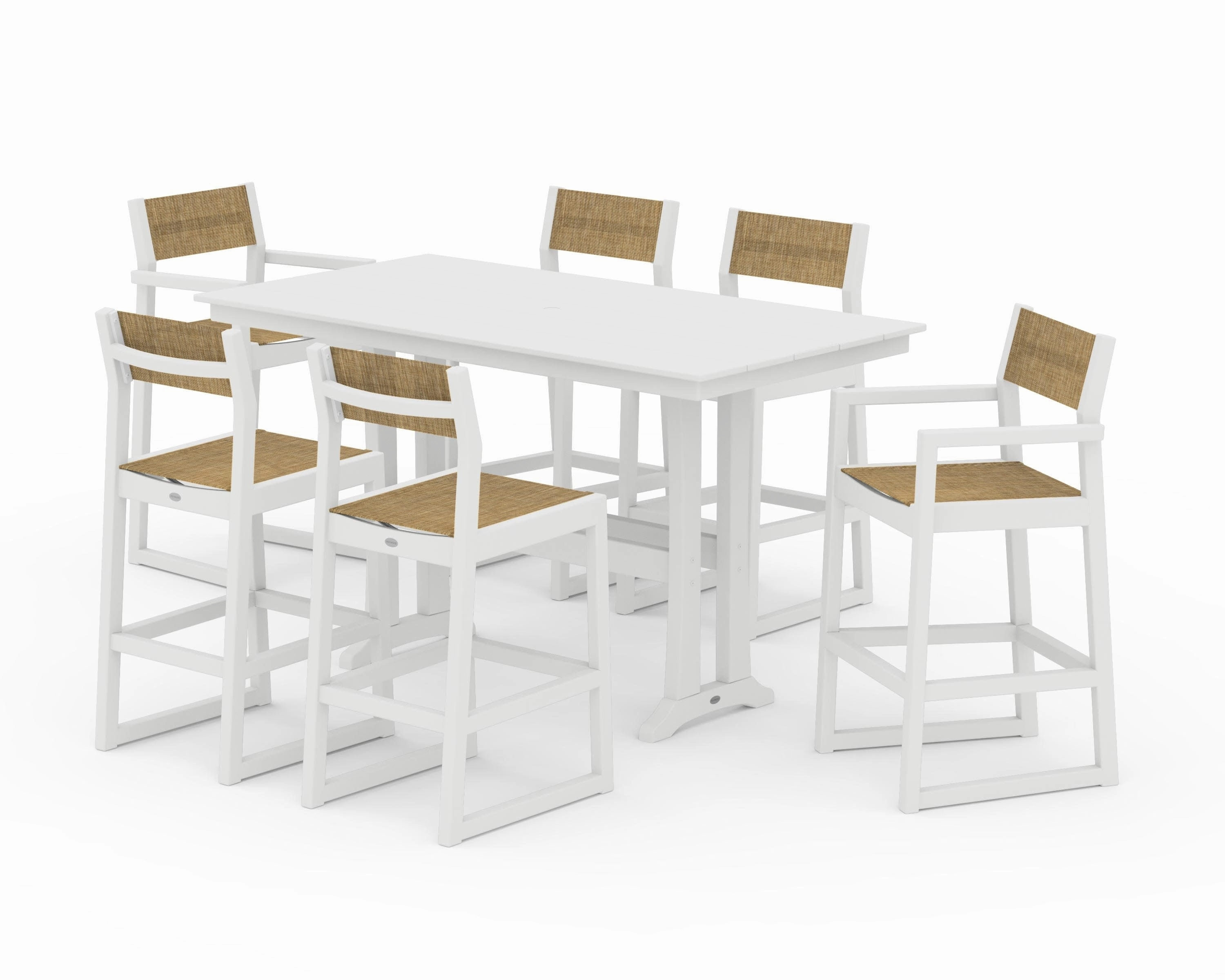 EDGE Sling 7-Piece Farmhouse Bar Set with Trestle Legs