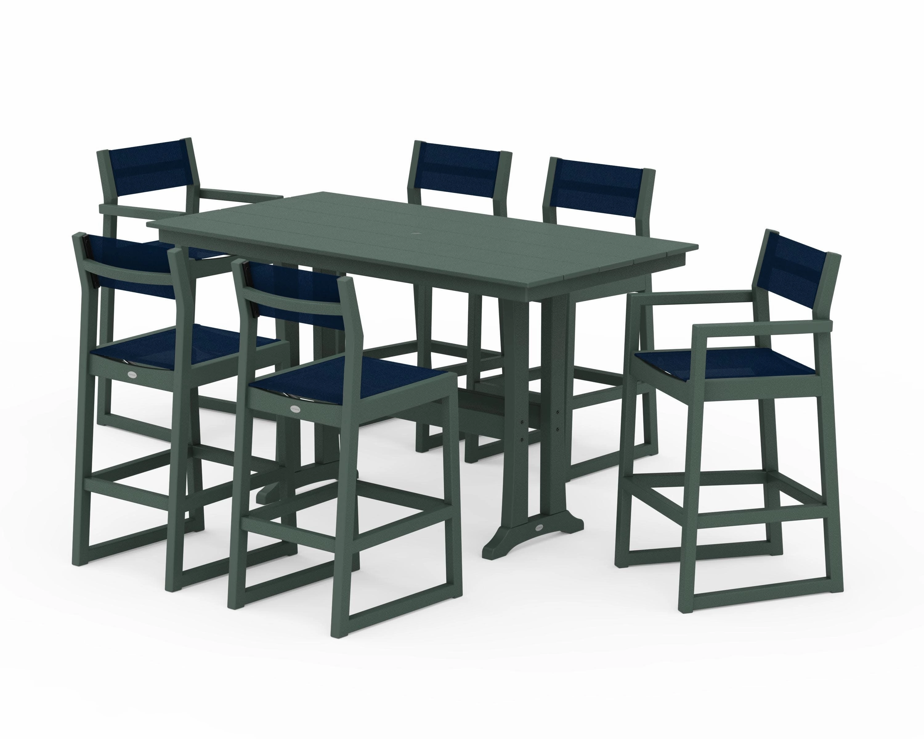 EDGE Sling 7-Piece Farmhouse Bar Set with Trestle Legs