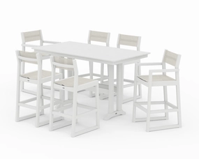 EDGE Sling 7-Piece Farmhouse Bar Set with Trestle Legsoutdoor patio furniture set