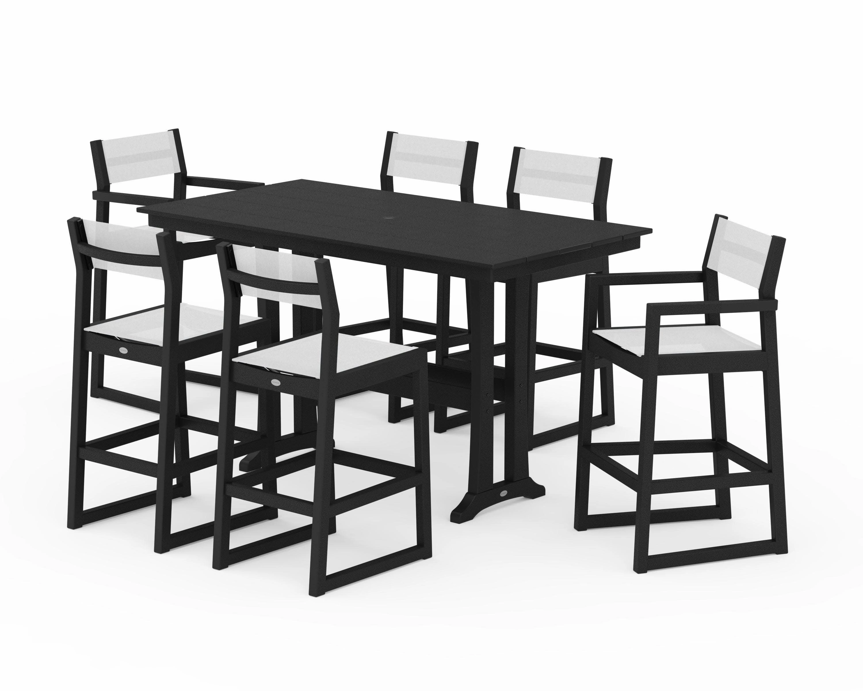EDGE Sling 7-Piece Farmhouse Bar Set with Trestle Legs