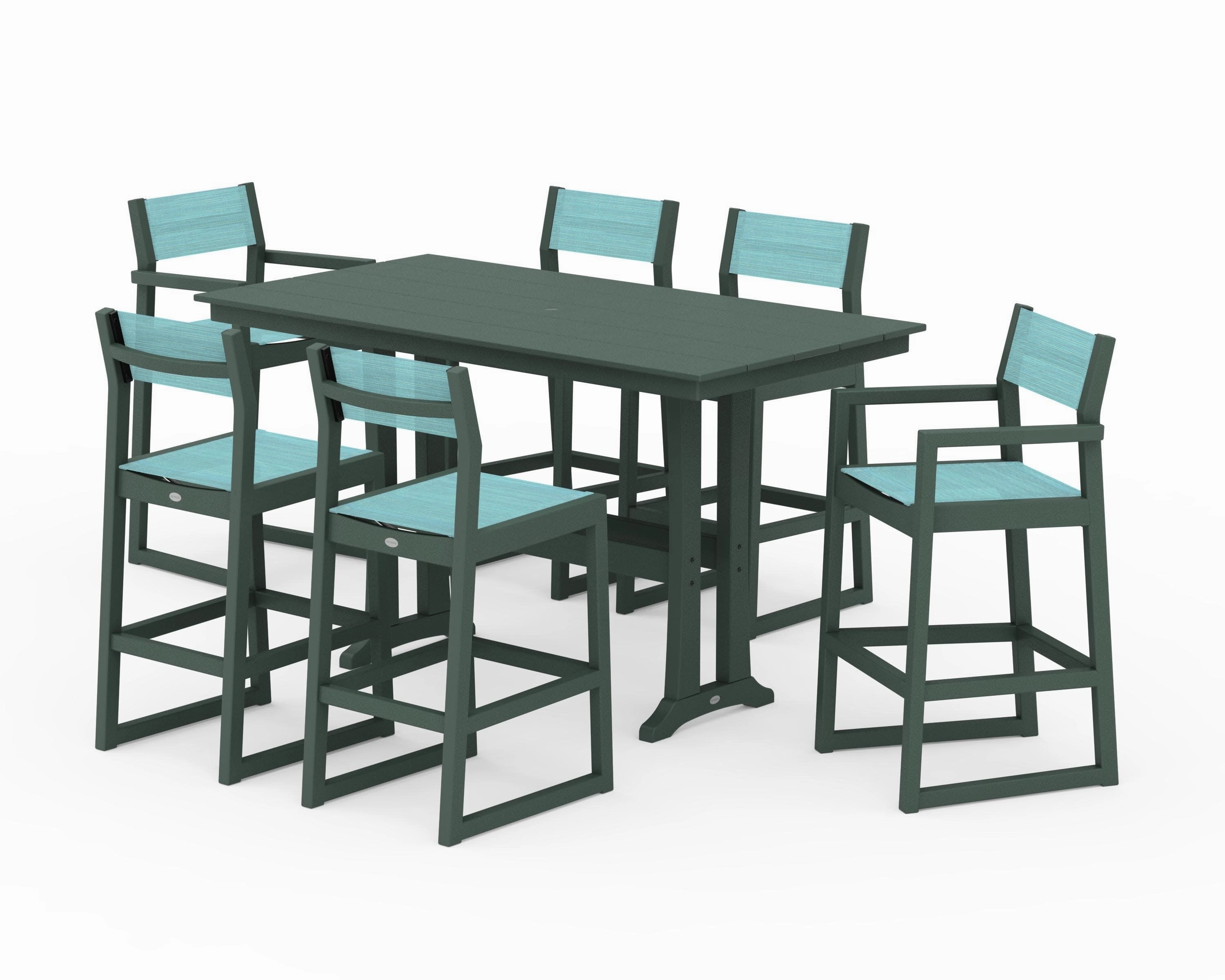 EDGE Sling 7-Piece Farmhouse Bar Set with Trestle Legs