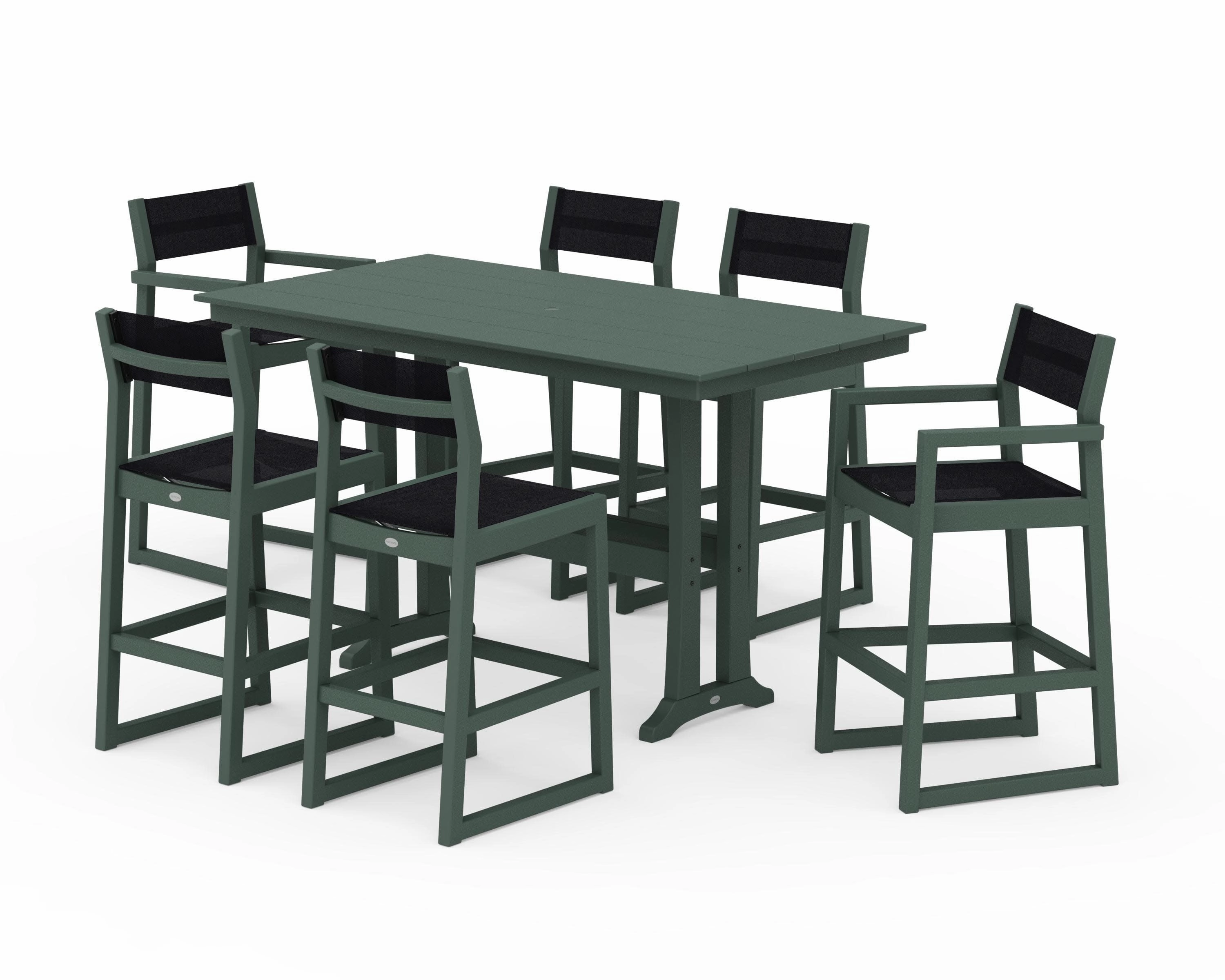 EDGE Sling 7-Piece Farmhouse Bar Set with Trestle Legs