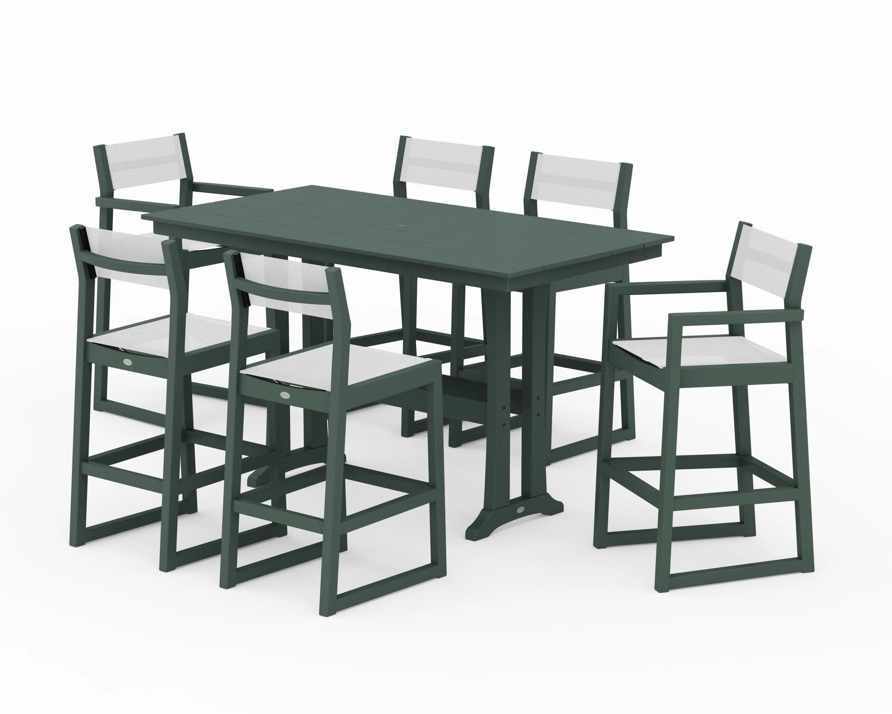 EDGE Sling 7-Piece Farmhouse Bar Set with Trestle Legs