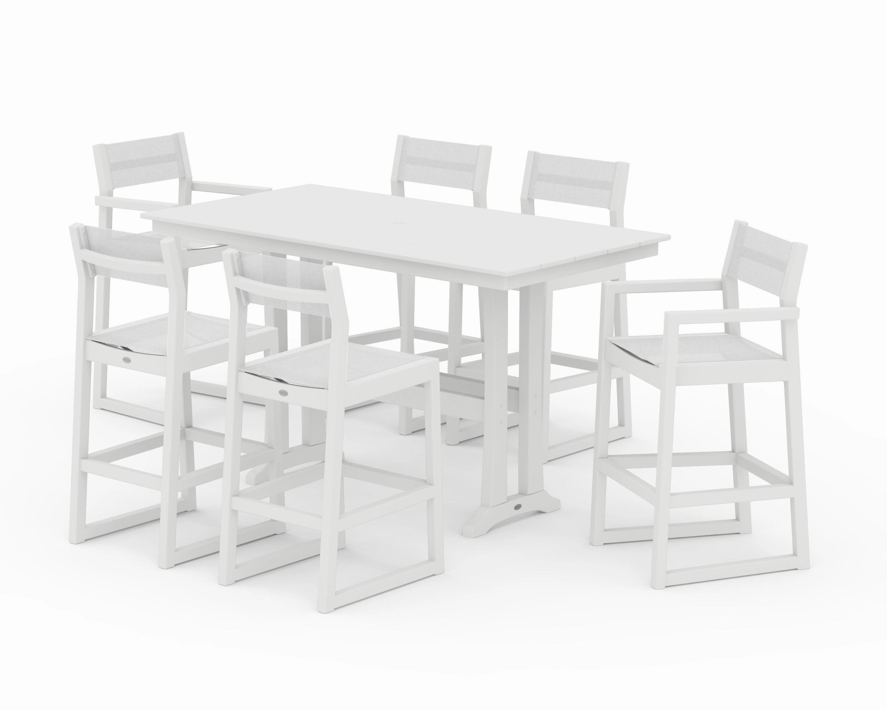 EDGE Sling 7-Piece Farmhouse Bar Set with Trestle Legs