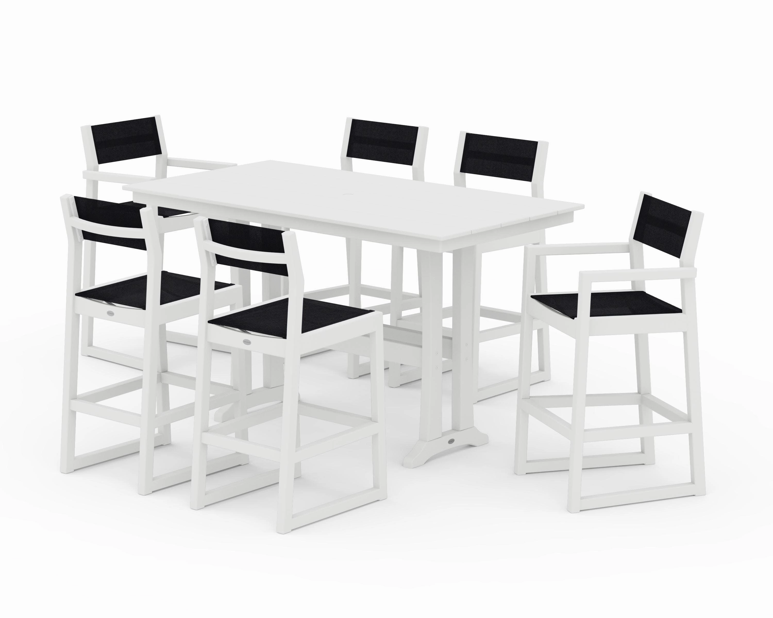 EDGE Sling 7-Piece Farmhouse Bar Set with Trestle Legs