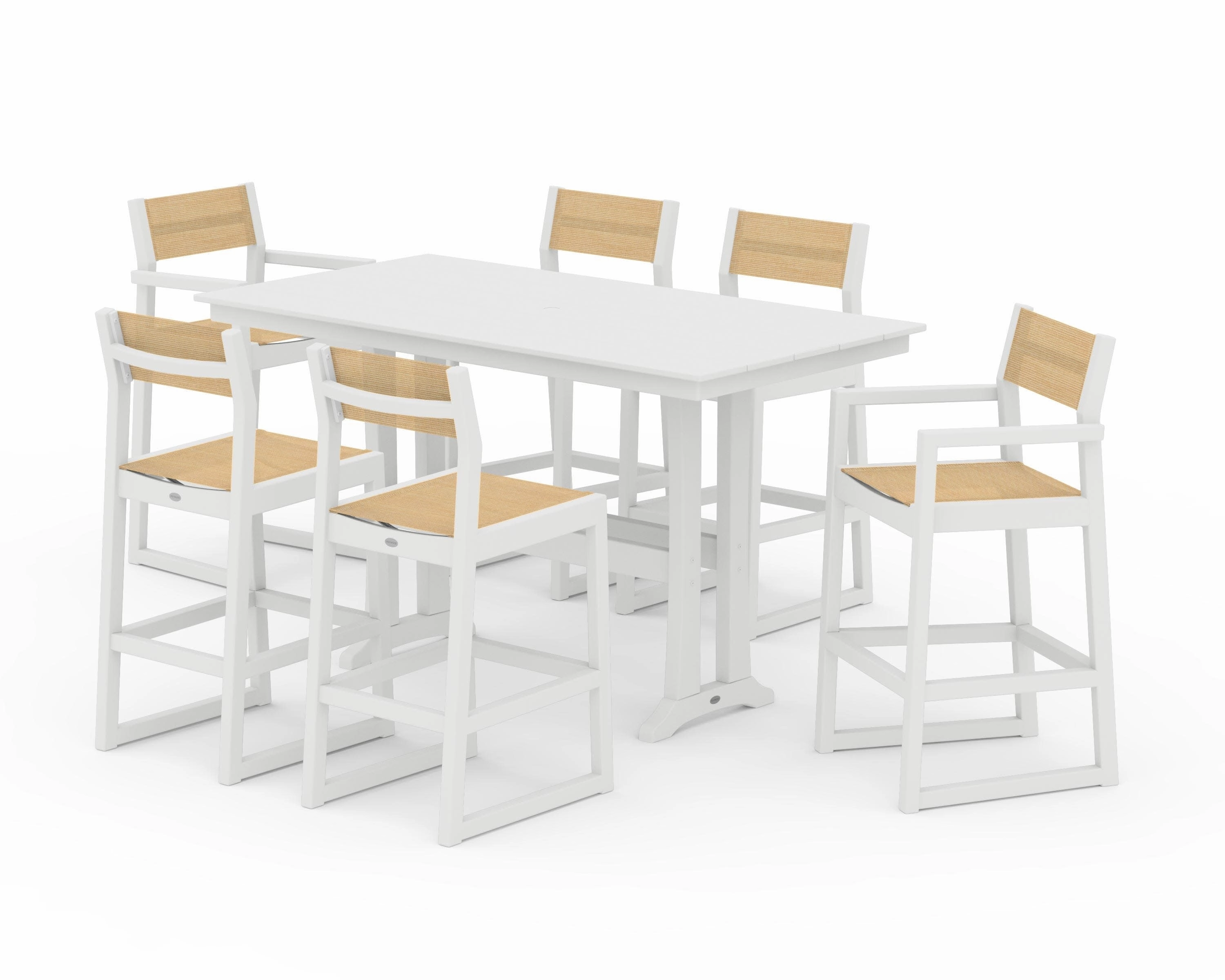 EDGE Sling 7-Piece Farmhouse Bar Set with Trestle Legs