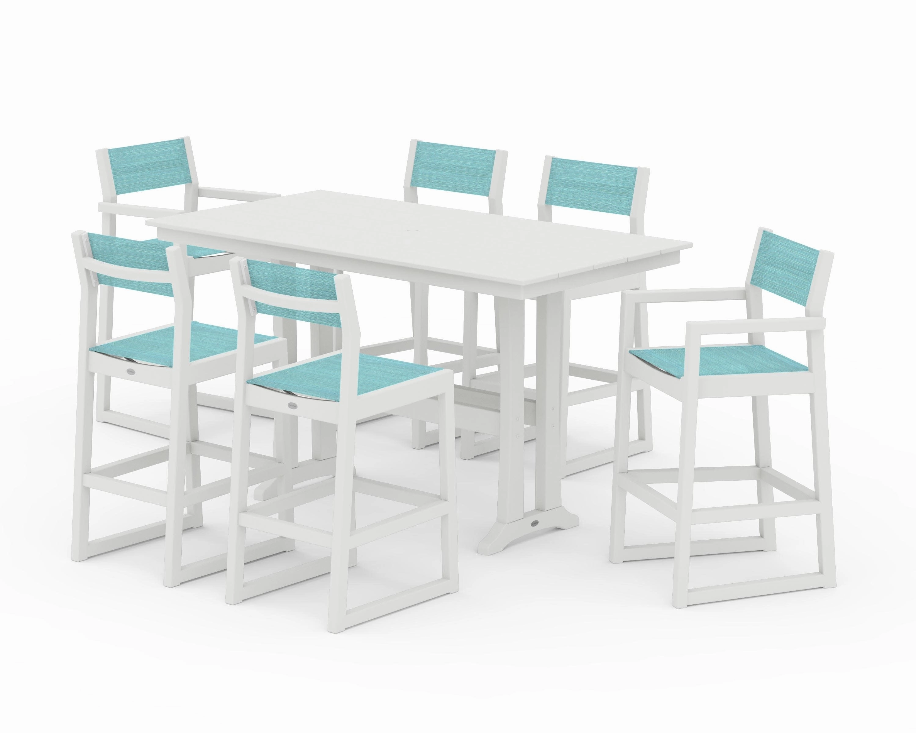 EDGE Sling 7-Piece Farmhouse Bar Set with Trestle Legs