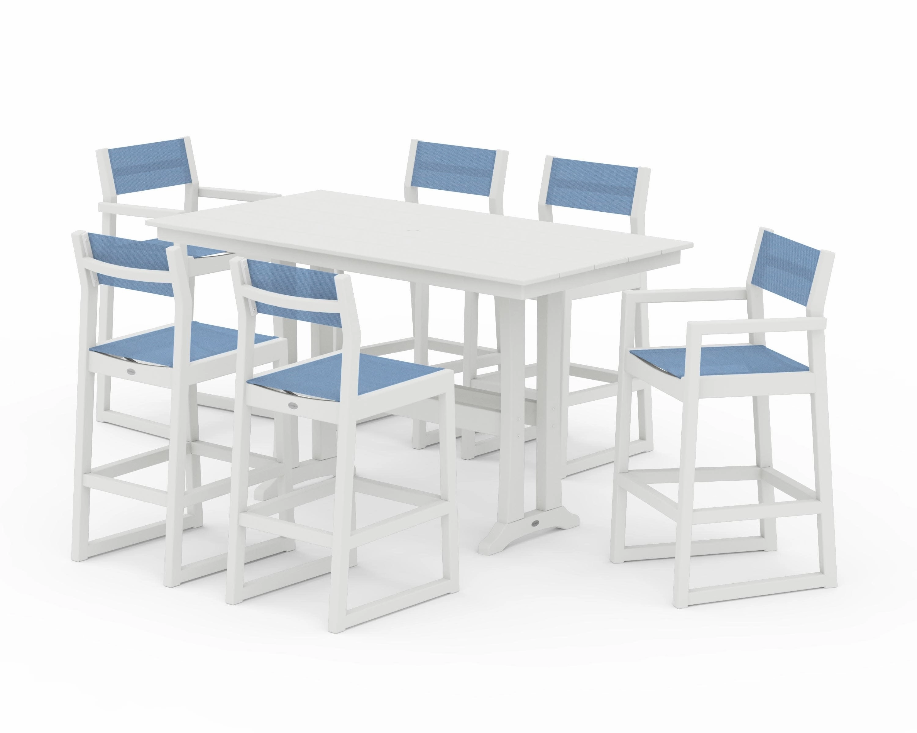 EDGE Sling 7-Piece Farmhouse Bar Set with Trestle Legs