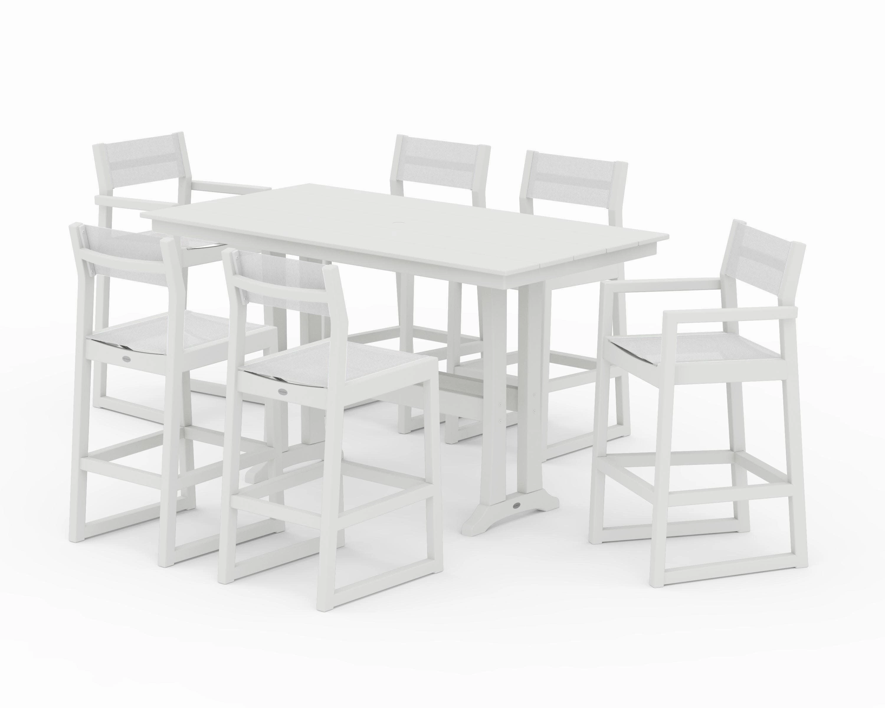 EDGE Sling 7-Piece Farmhouse Bar Set with Trestle Legs