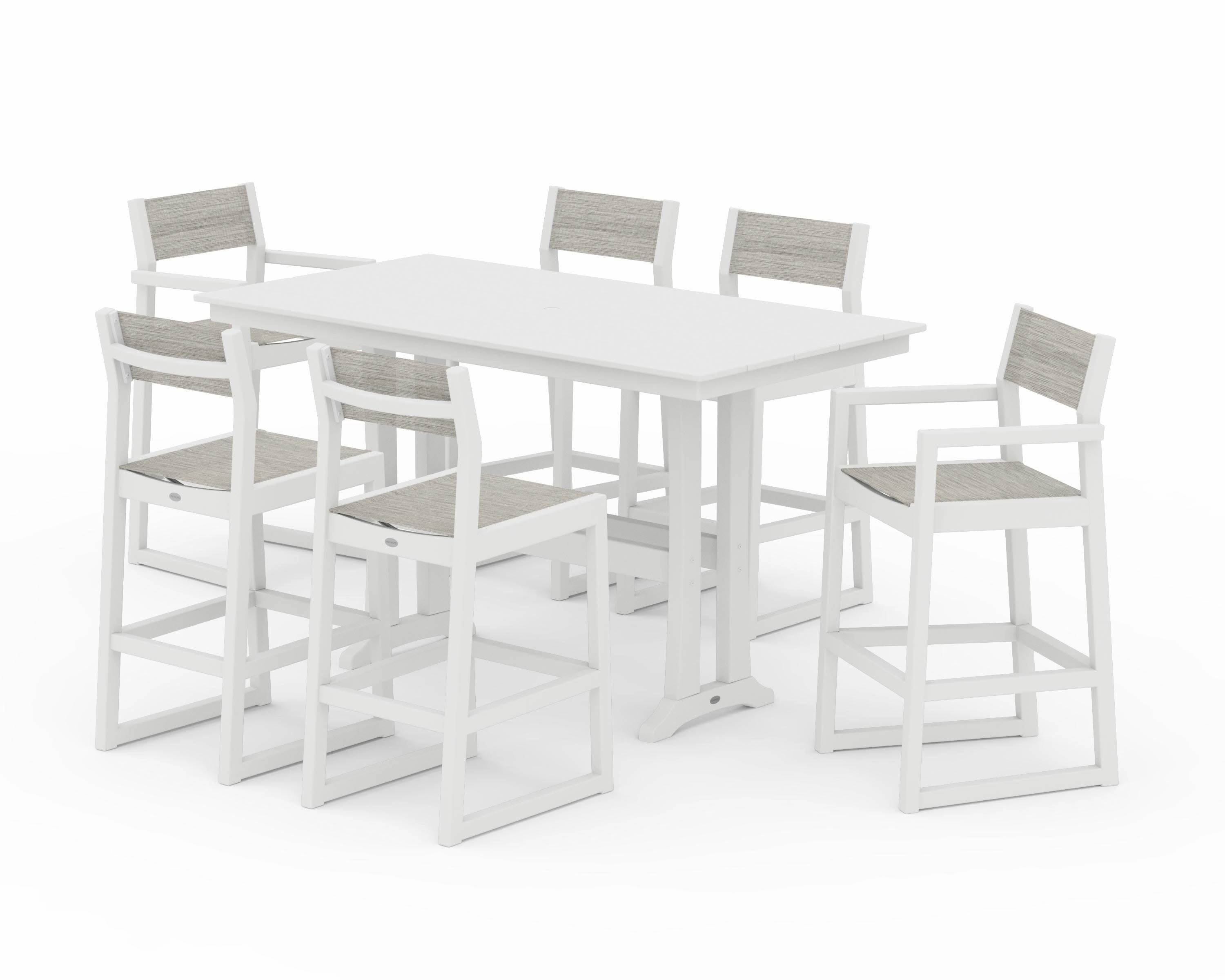 EDGE Sling 7-Piece Farmhouse Bar Set with Trestle Legs