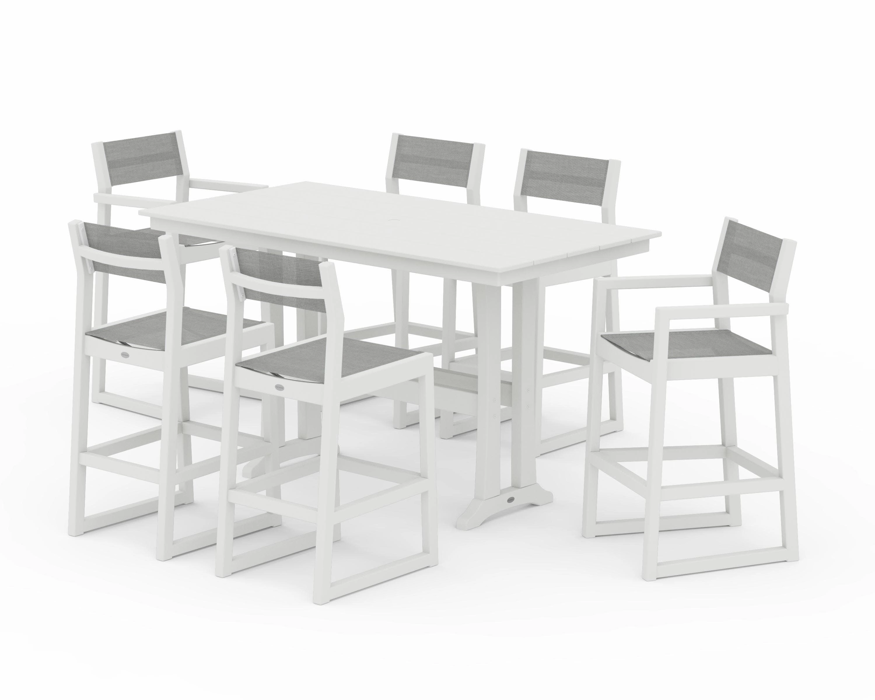 EDGE Sling 7-Piece Farmhouse Bar Set with Trestle Legs