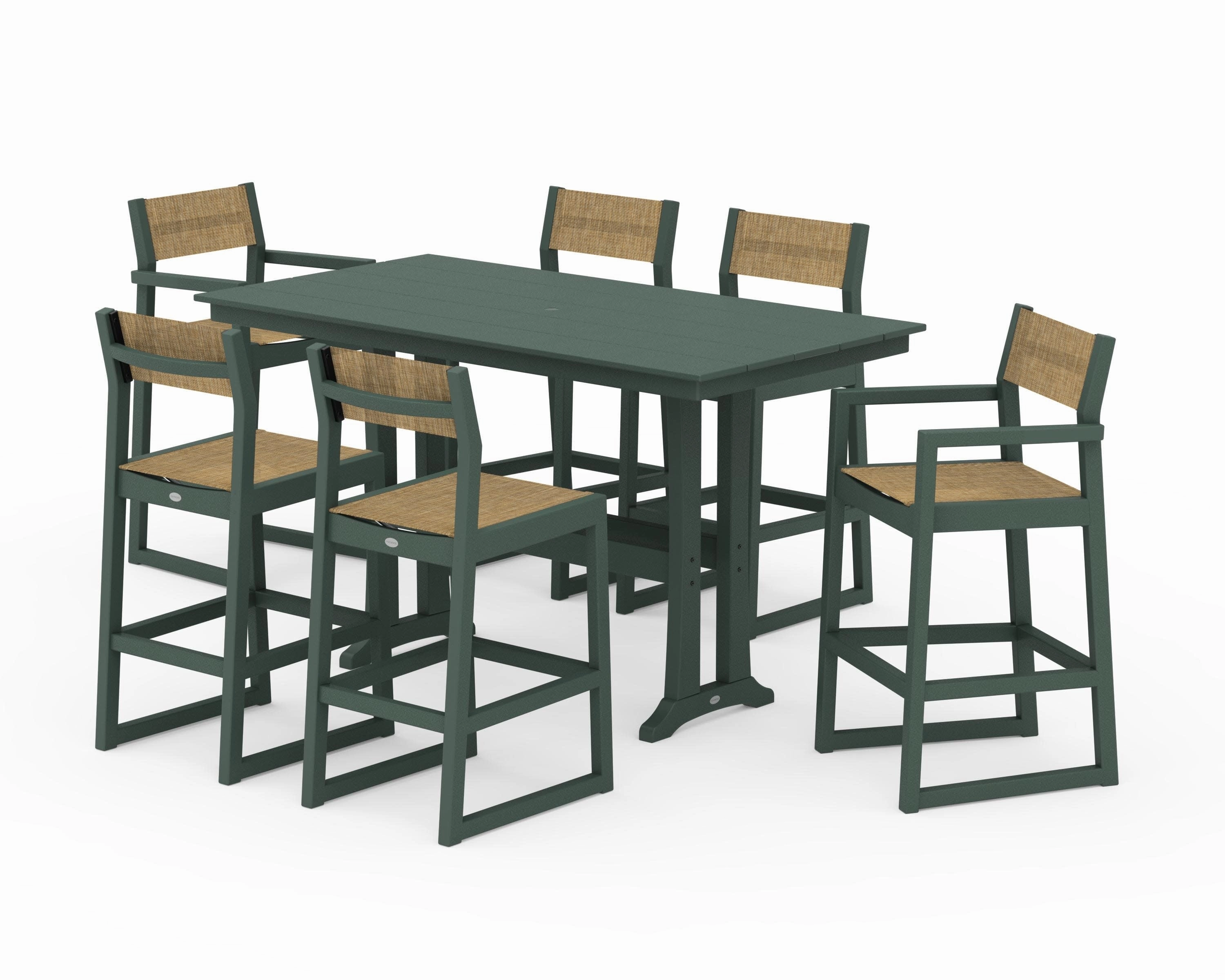 EDGE Sling 7-Piece Farmhouse Bar Set with Trestle Legs