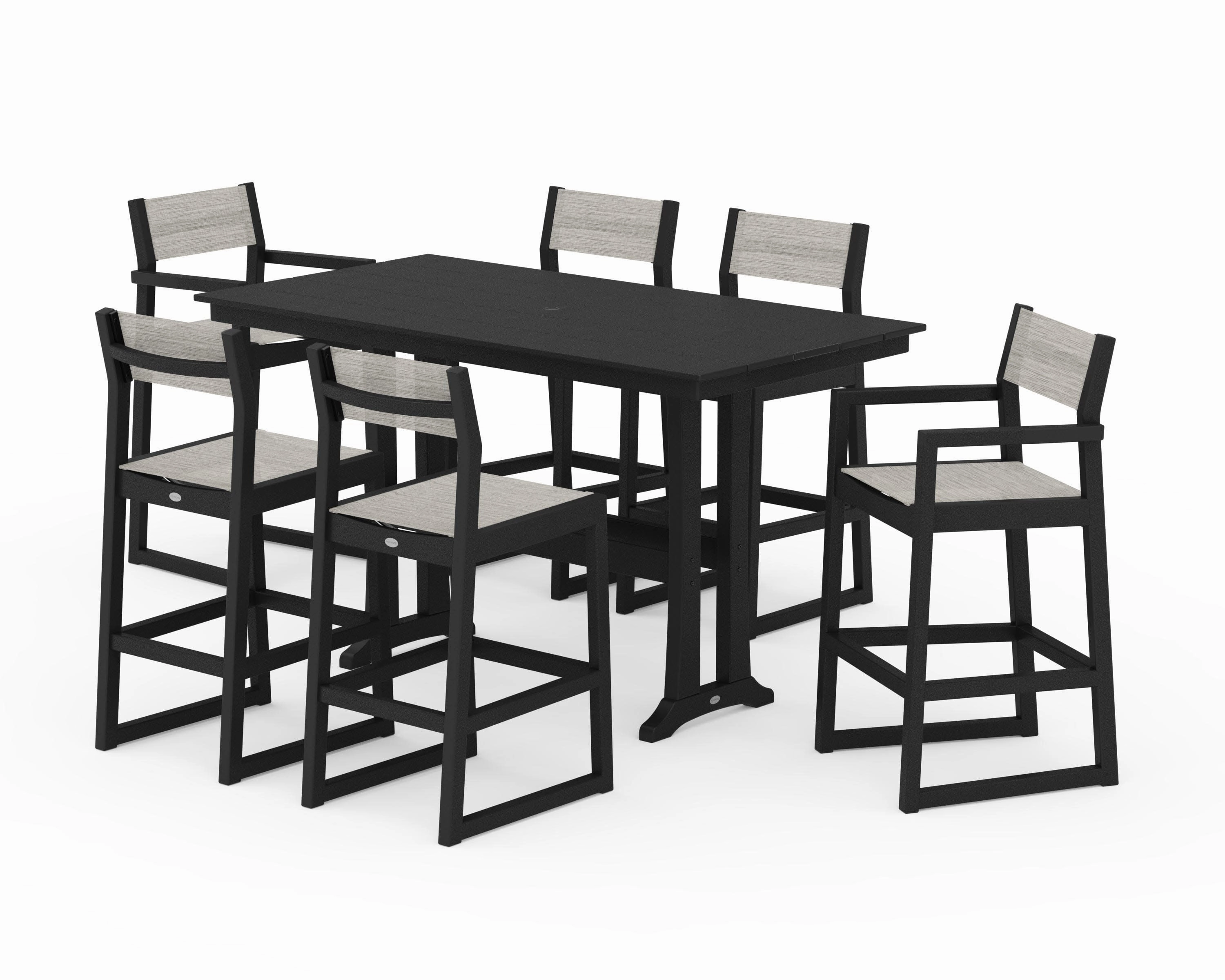 EDGE Sling 7-Piece Farmhouse Bar Set with Trestle Legs