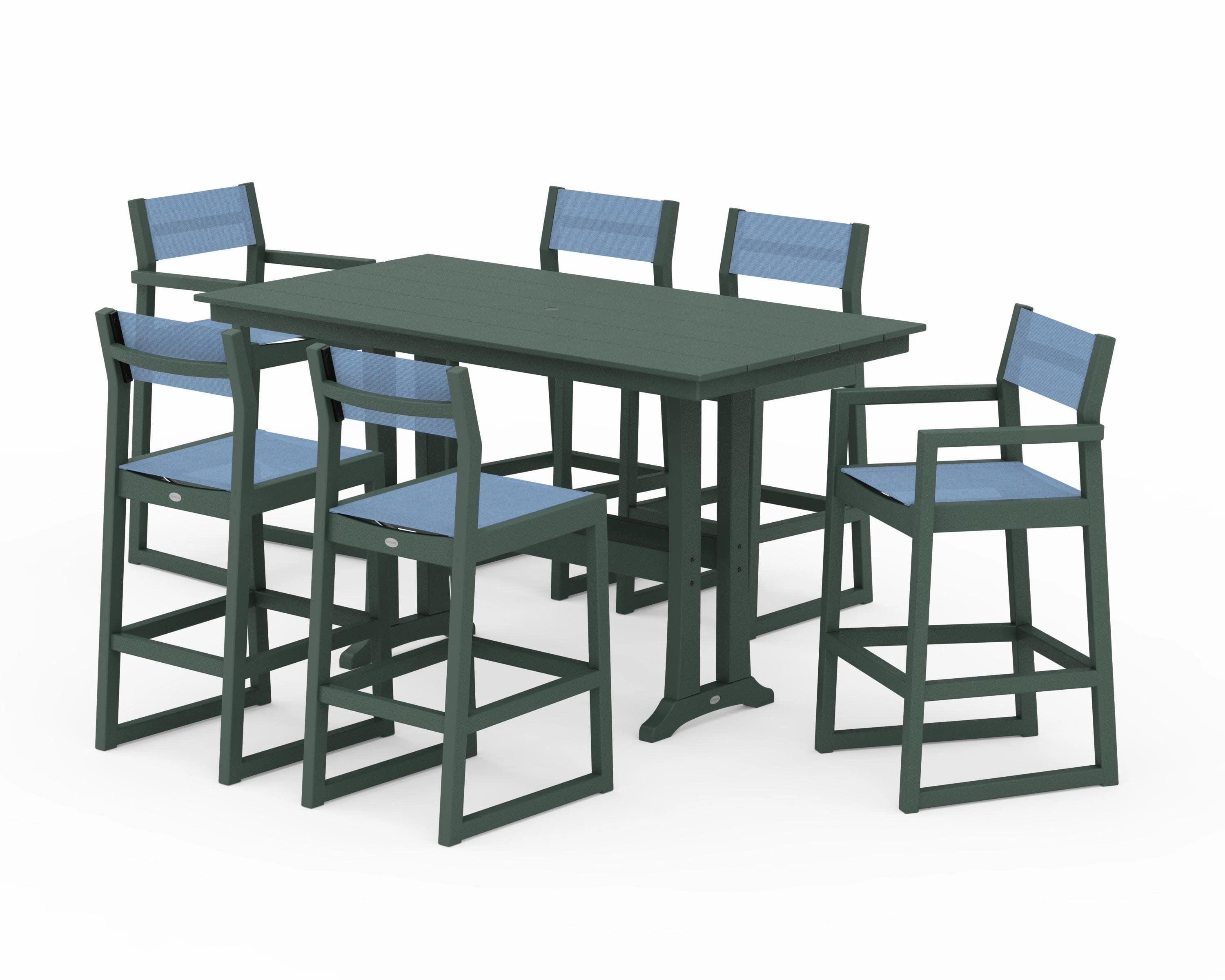 EDGE Sling 7-Piece Farmhouse Bar Set with Trestle Legs