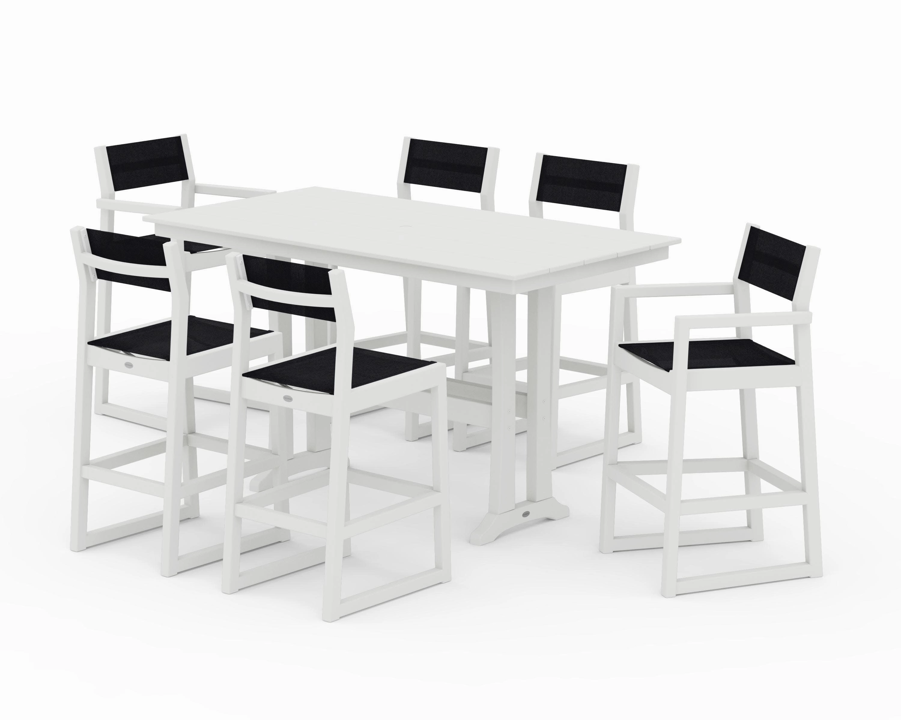 EDGE Sling 7-Piece Farmhouse Bar Set with Trestle Legs