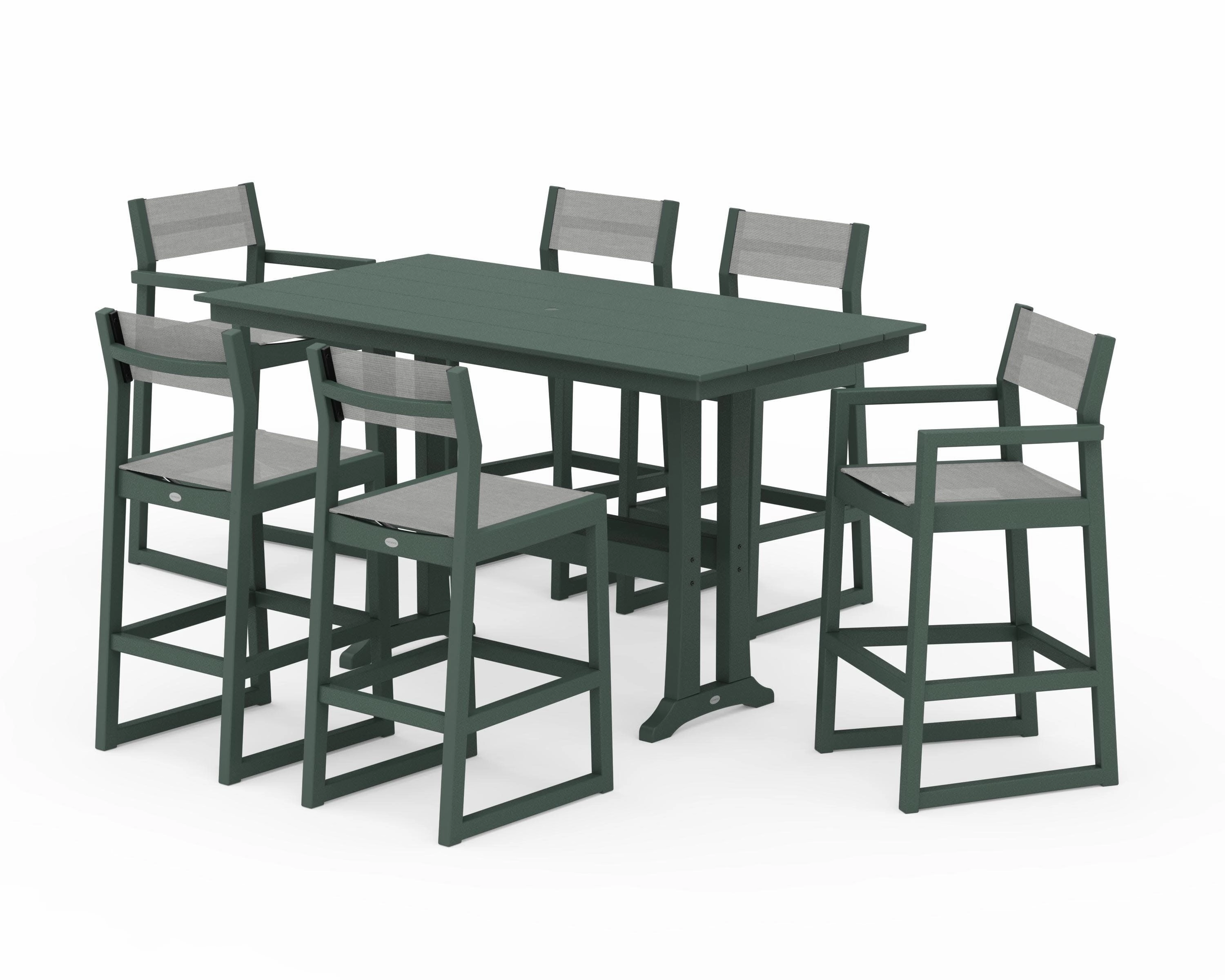 EDGE Sling 7-Piece Farmhouse Bar Set with Trestle Legs