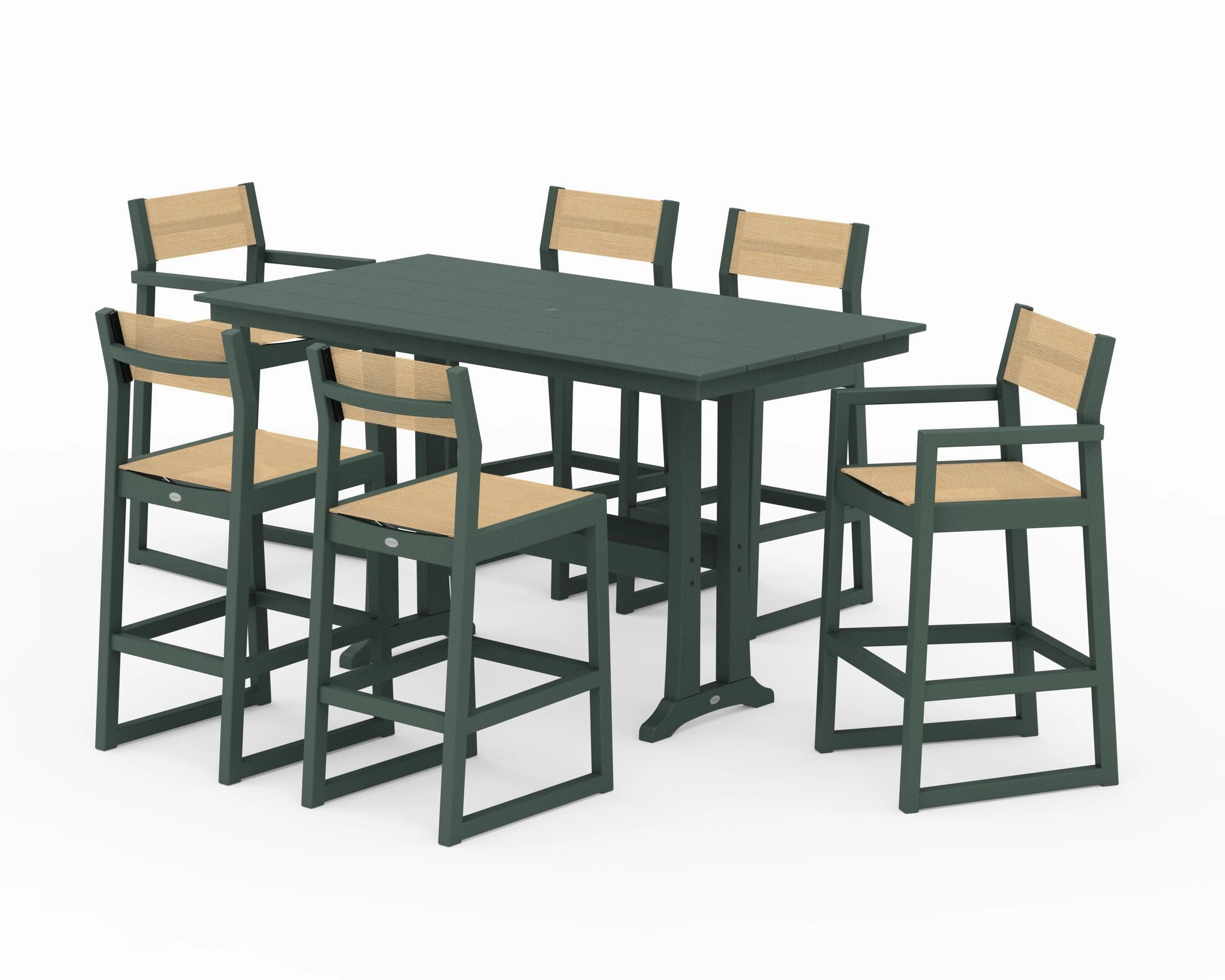 EDGE Sling 7-Piece Farmhouse Bar Set with Trestle Legs