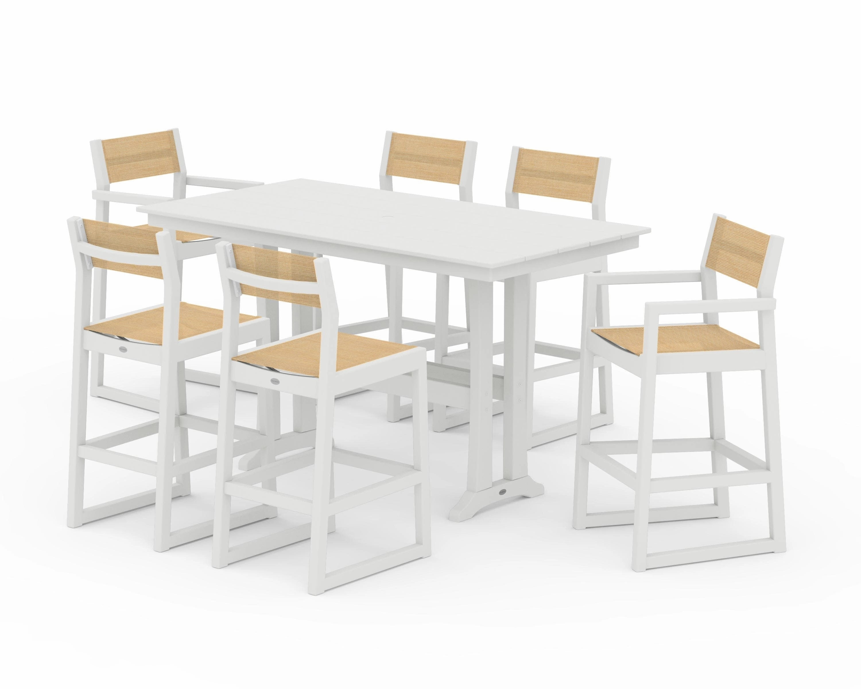 EDGE Sling 7-Piece Farmhouse Bar Set with Trestle Legs
