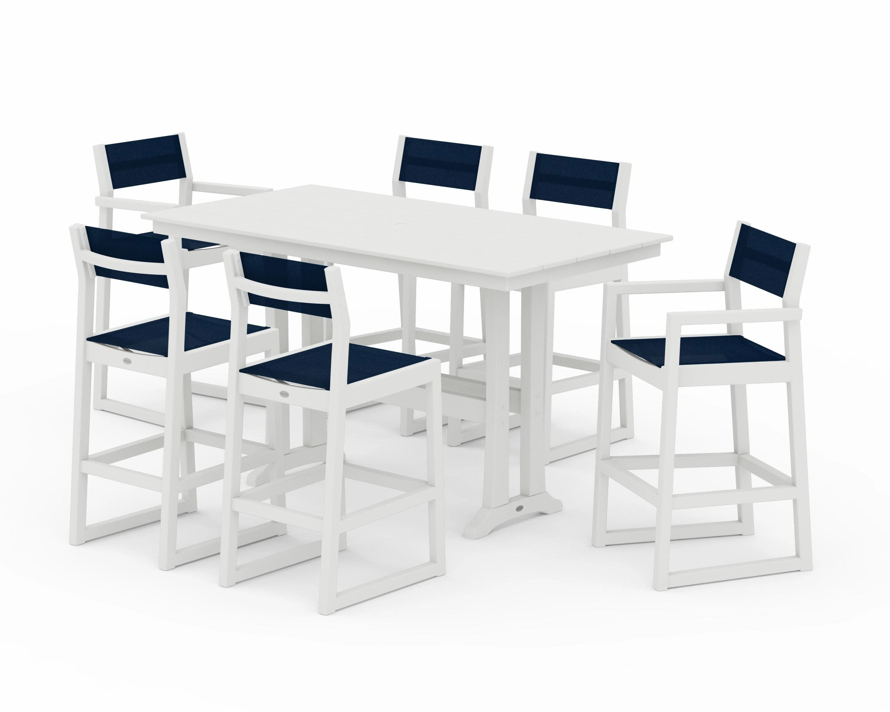 EDGE Sling 7-Piece Farmhouse Bar Set with Trestle Legs
