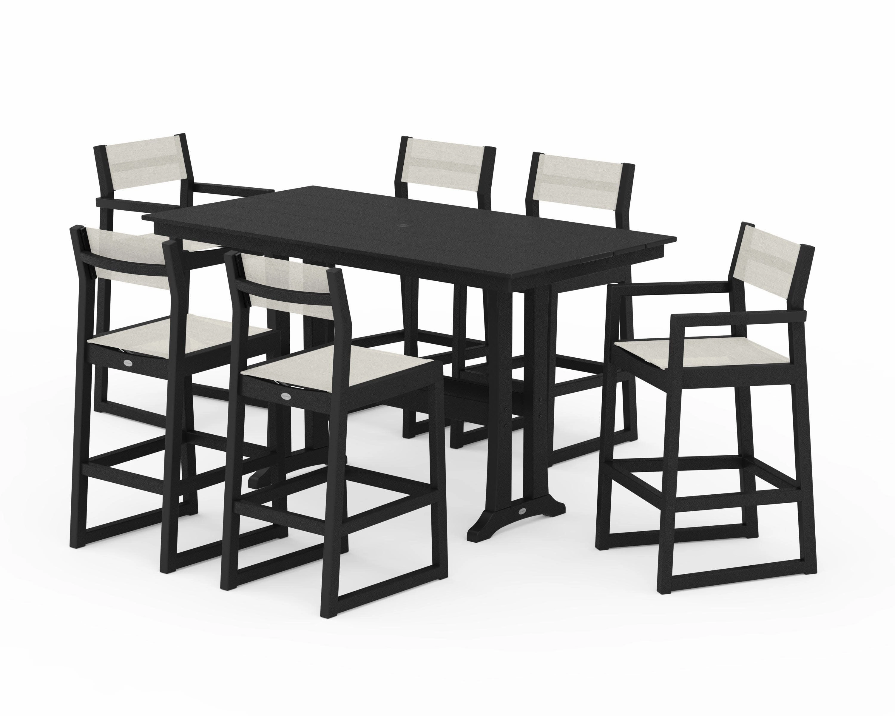 EDGE Sling 7-Piece Farmhouse Bar Set with Trestle Legs