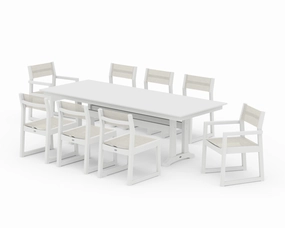 EDGE Sling 9-Piece Farmhouse Trestle Dining Setoutdoor patio furniture set