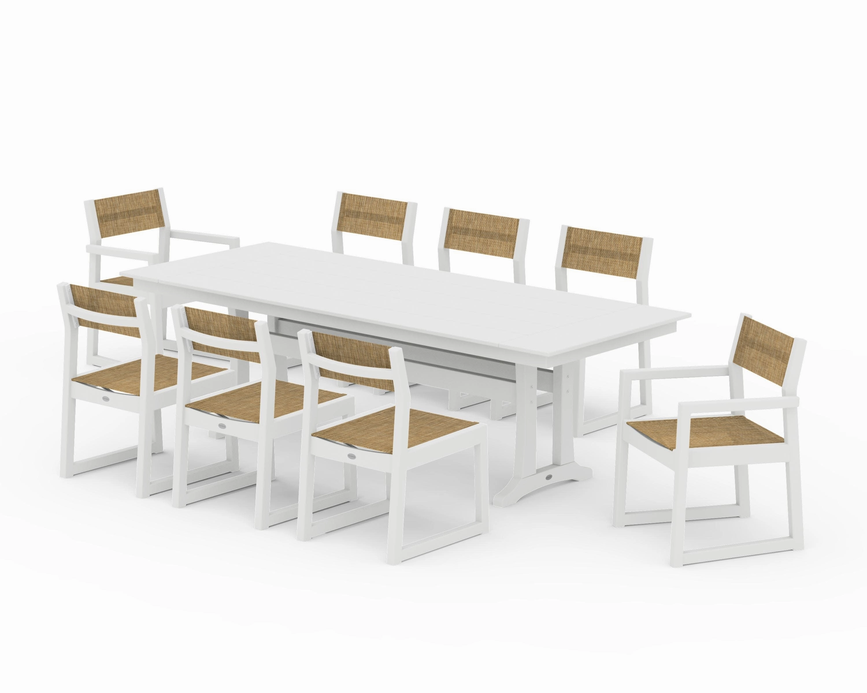EDGE Sling 9-Piece Farmhouse Trestle Dining Set