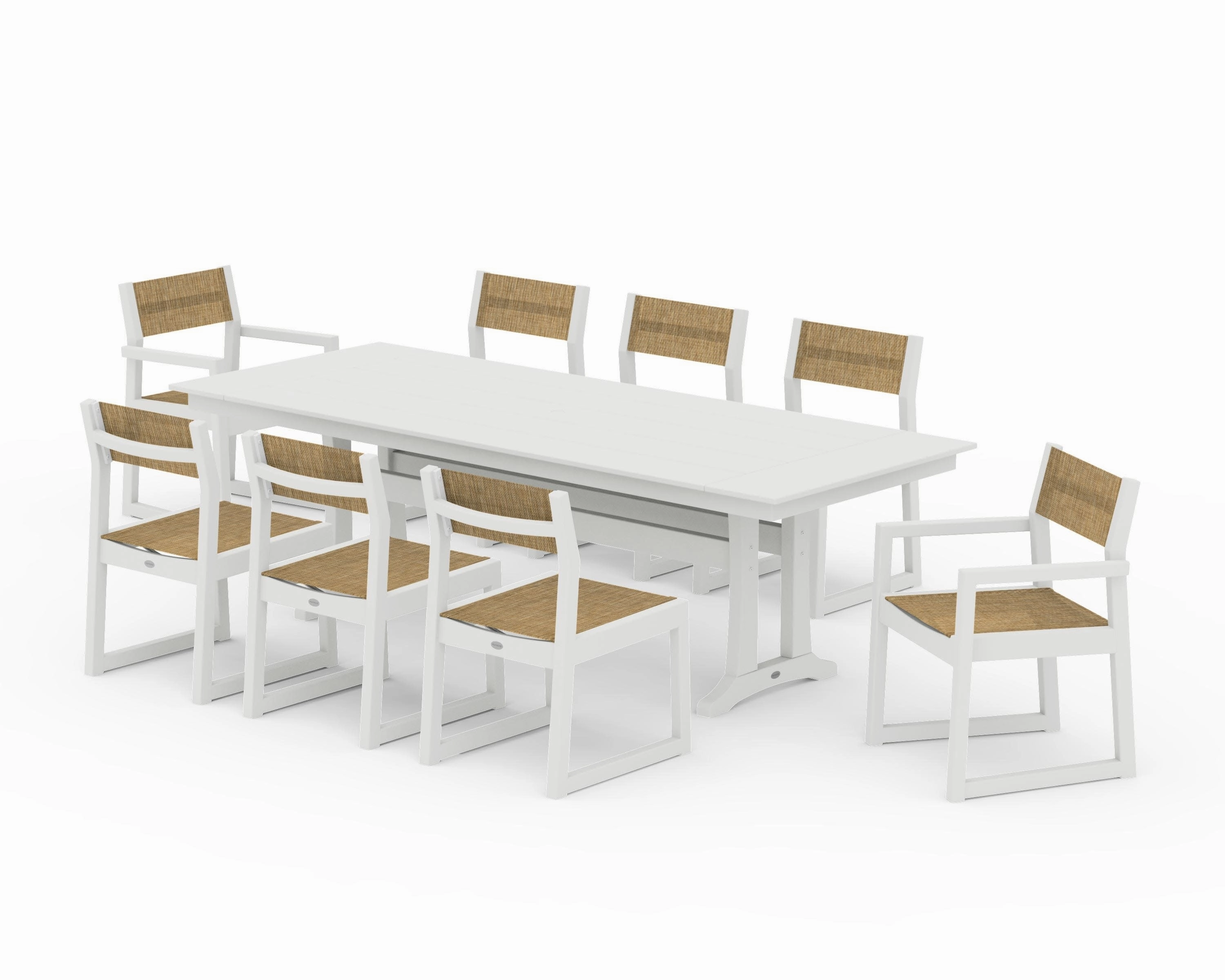EDGE Sling 9-Piece Farmhouse Trestle Dining Set