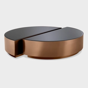 Eichholtz Astra - Set Of 2 Coffee Tables Brushed Copper Finish Black Bevelled Glass Topoutdoor coffee table for patio or lounge