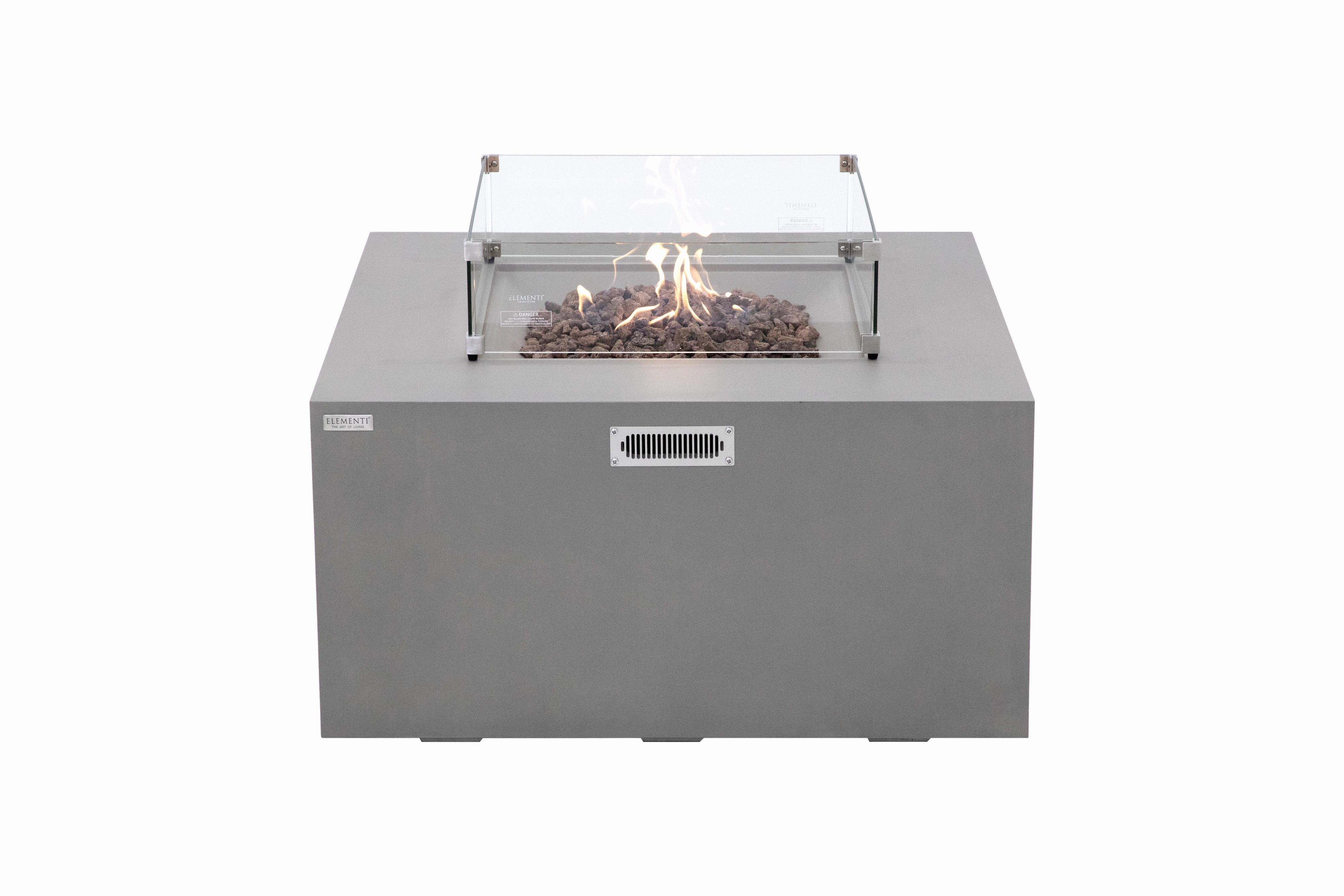 Elementi - Rocky Square Concrete Fire Pit Table, Hidden Propane Storage OFG310