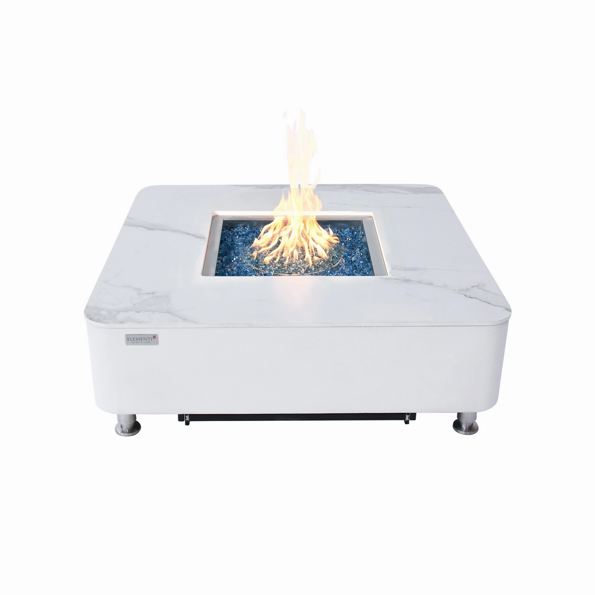 Elementi Plus - Annecy 42 Square Marble Porcelain Fire Table OFP101BWportable outdoor fire pit with lid