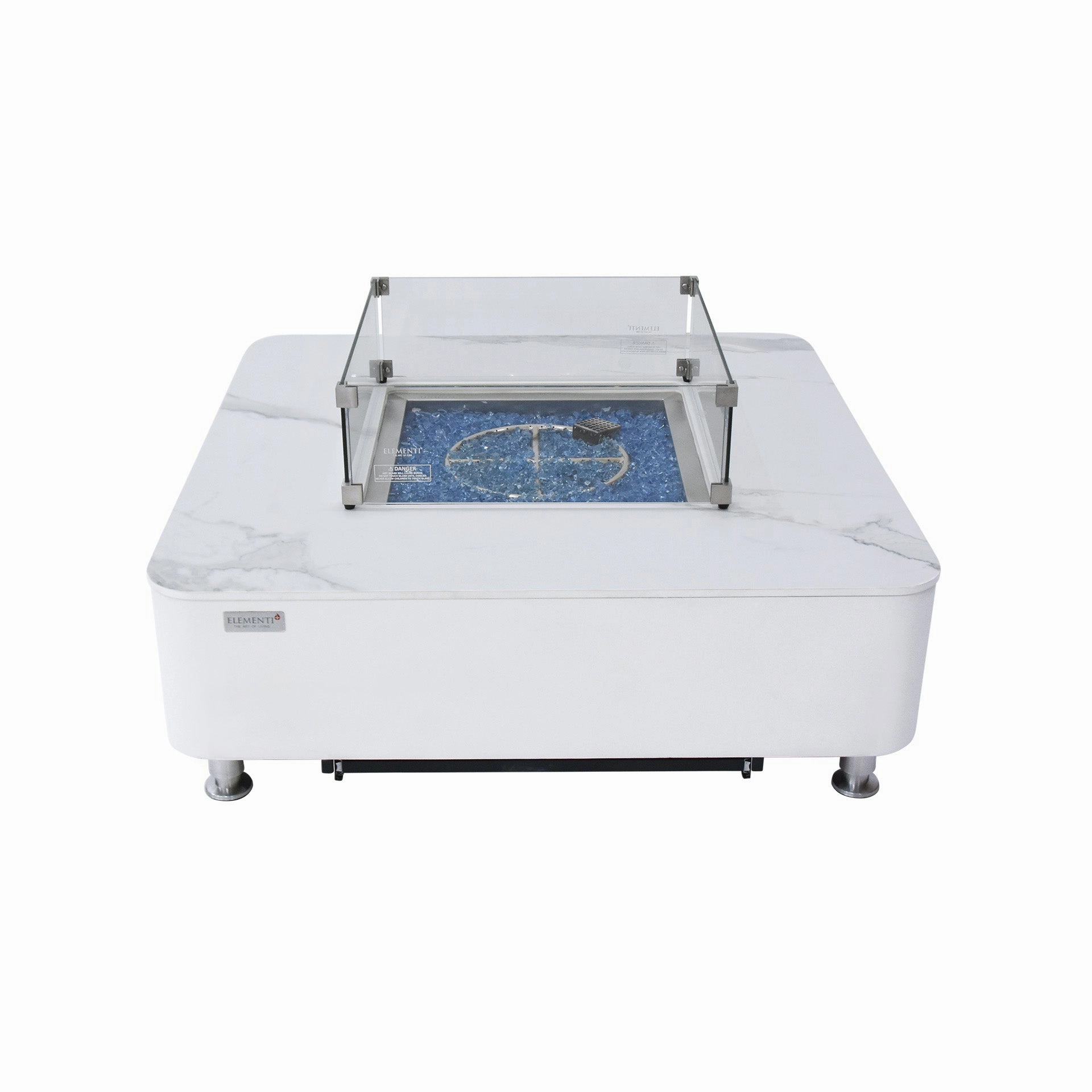 Elementi Plus - Annecy 42 Square Marble Porcelain Fire Table OFP101BW
