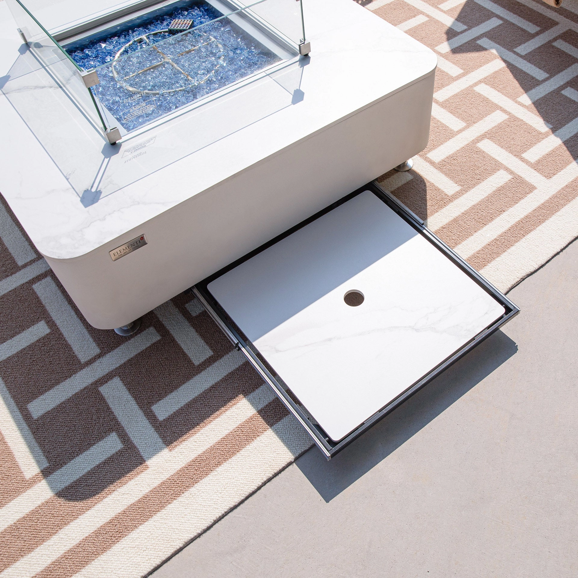 Elementi Plus - Annecy 42 Square Marble Porcelain Fire Table OFP101BW