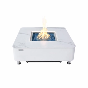 Elementi Plus - Annecy 42 Square Marble Porcelain Fire Table OFP101BWportable outdoor fire pit with lid