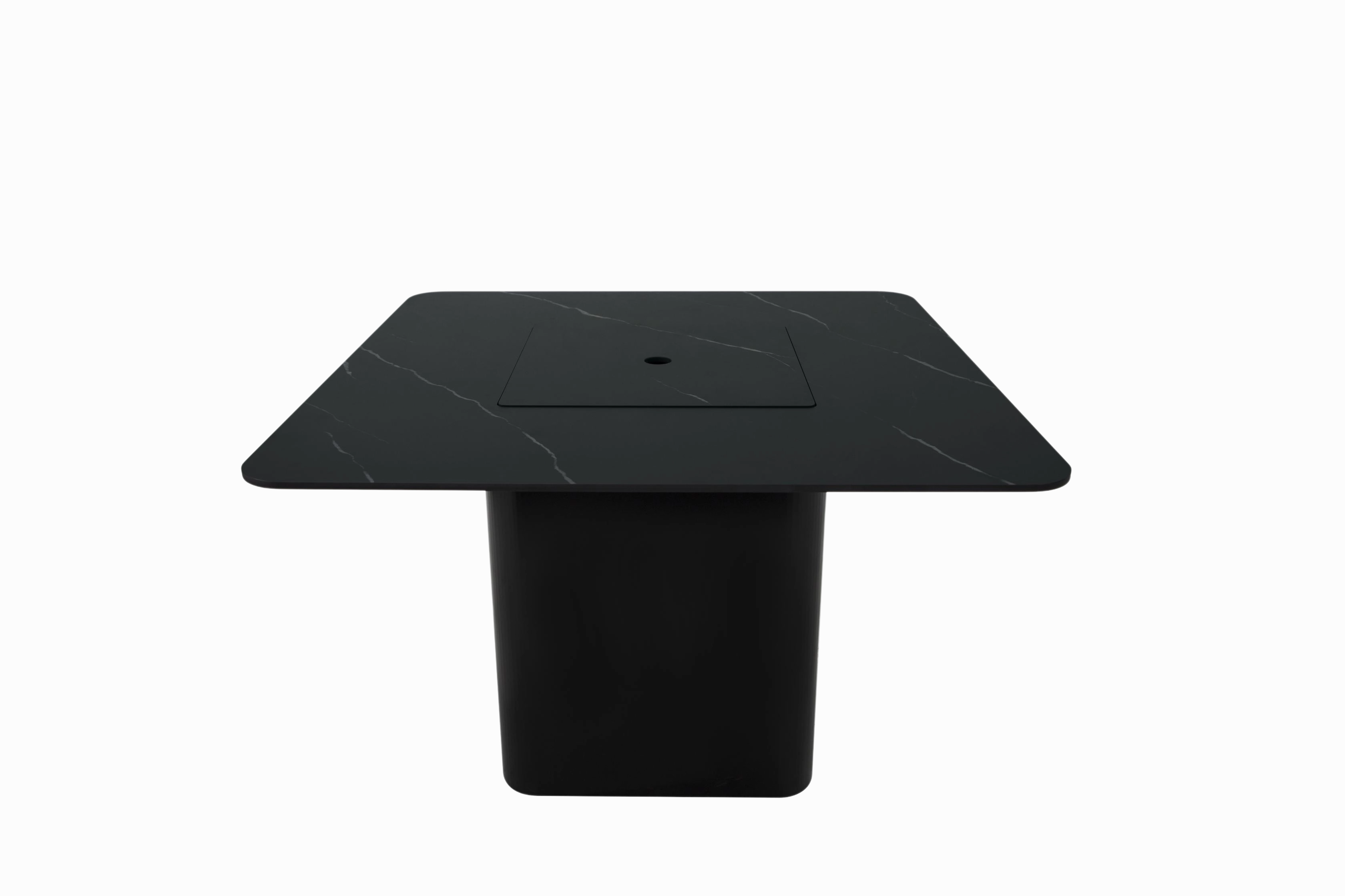 Elementi Plus - Brugge 46 Square Marble Porcelain Dining Table, Hidden Propane Storage - OFP202BB-LP
