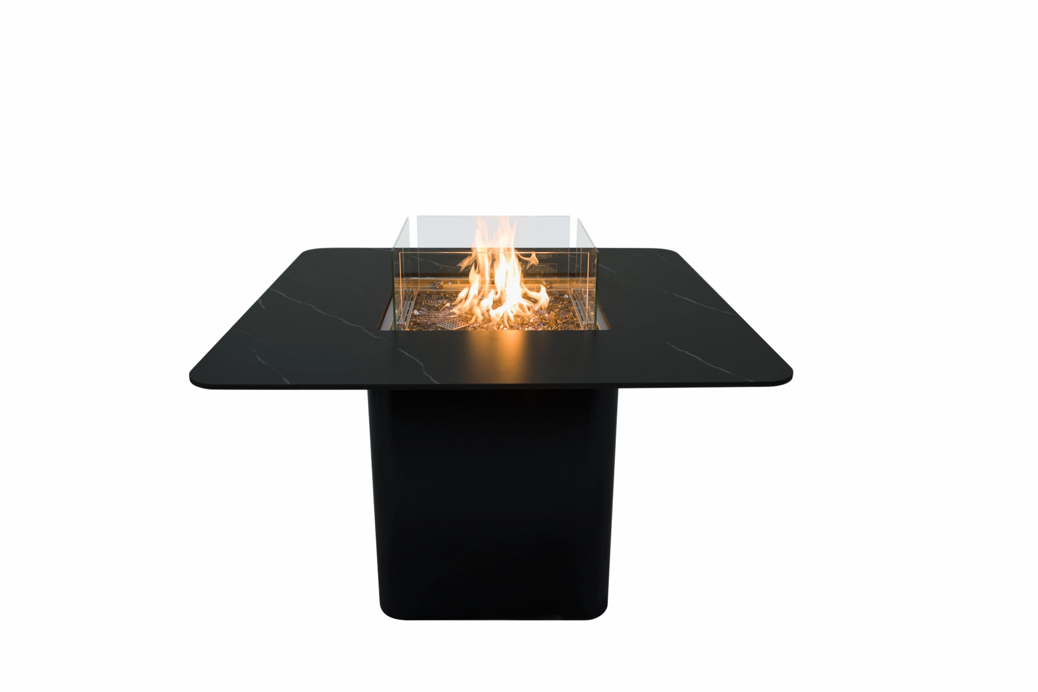 Elementi Plus - Brugge 46 Square Marble Porcelain Dining Table, Hidden Propane Storage - OFP202BB-LPportable outdoor fire pit with lid