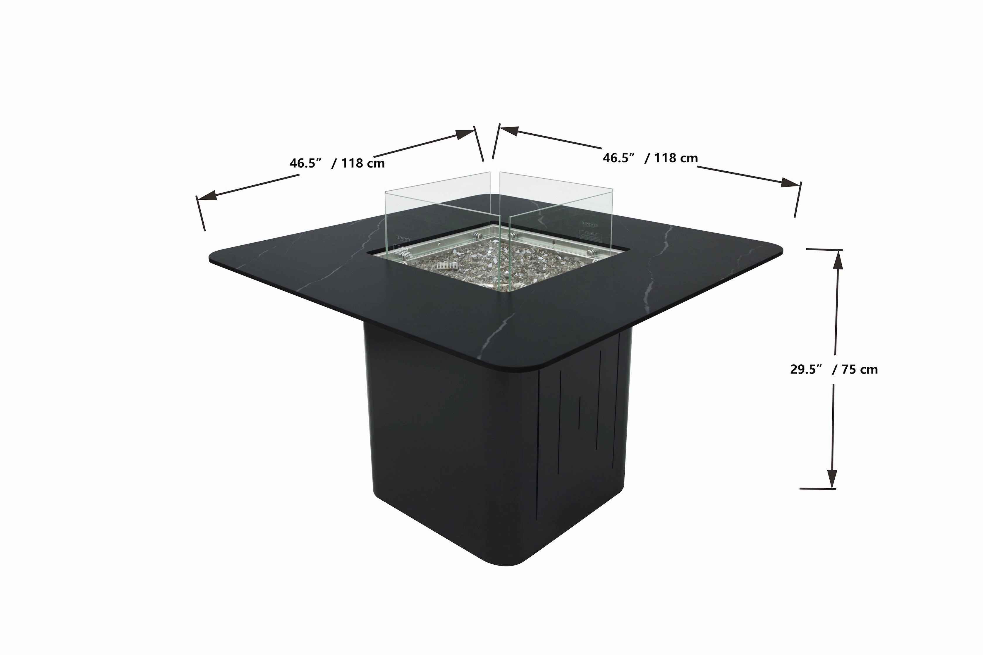 Elementi Plus - Brugge 46 Square Marble Porcelain Dining Table, Hidden Propane Storage - OFP202BB-LP