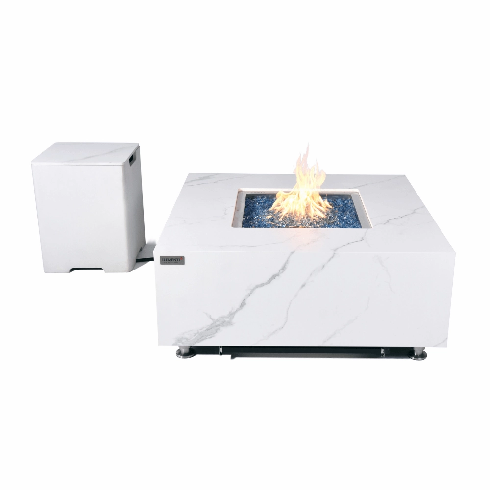 Elementi Plus Bianco Marble Porcelain Fire Table OFP103