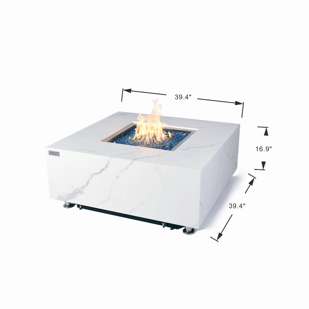 Elementi Plus Bianco Marble Porcelain Fire Table OFP103