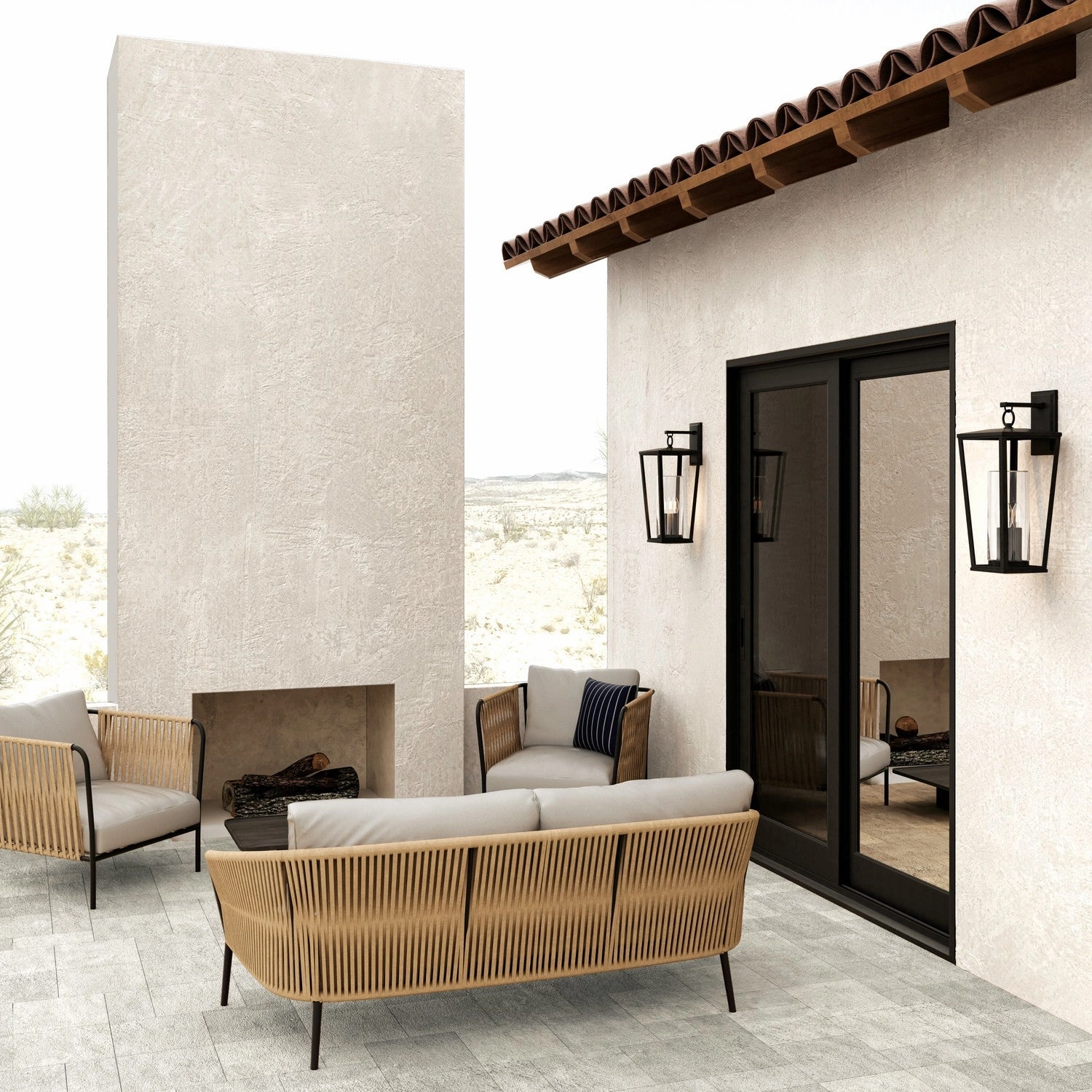 Elliott Three Light Outdoor Wall Lantern Black