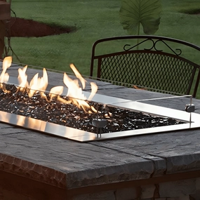 Empire White Mountain Hearth Carol Rose Outdoor Fire Pit, Linear 60-inch Tall Wind Deflector Glass Accessory WG604LTFireproof mat for under fire pit
