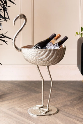 Enamel Metallic & Pale Pink Flamingo Wine Cooleroutdoor patio dining furniture set